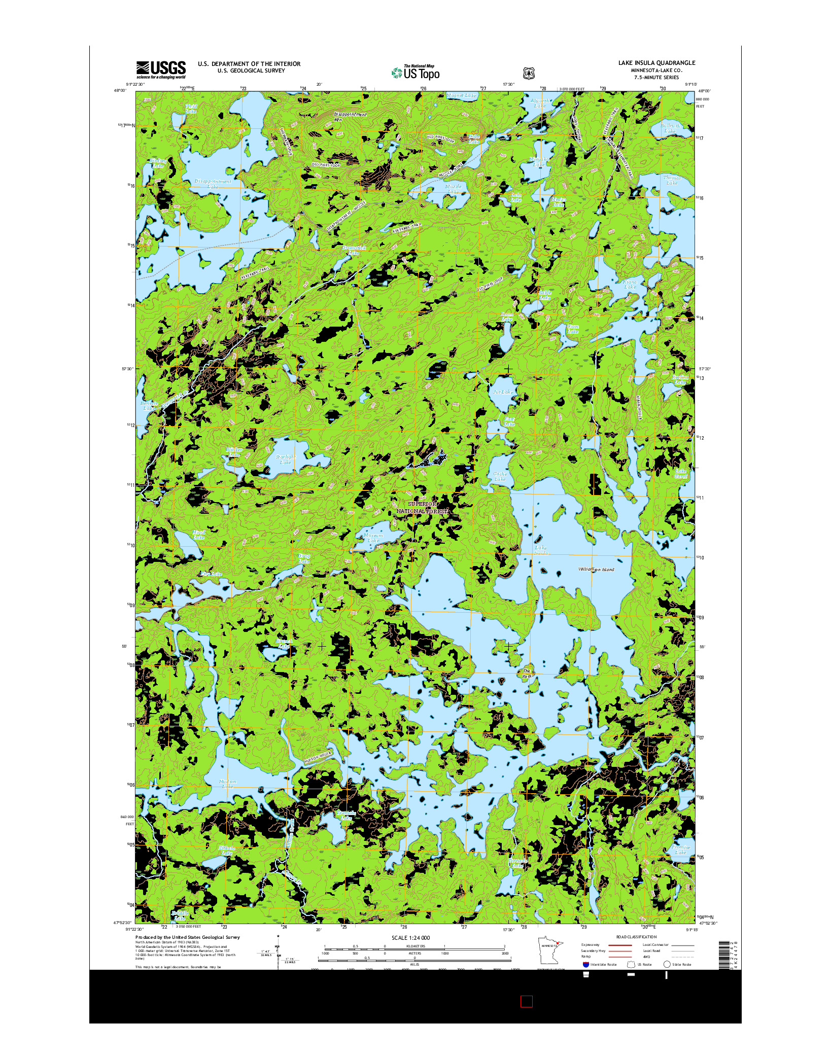 USGS US TOPO 7.5-MINUTE MAP FOR LAKE INSULA, MN 2016