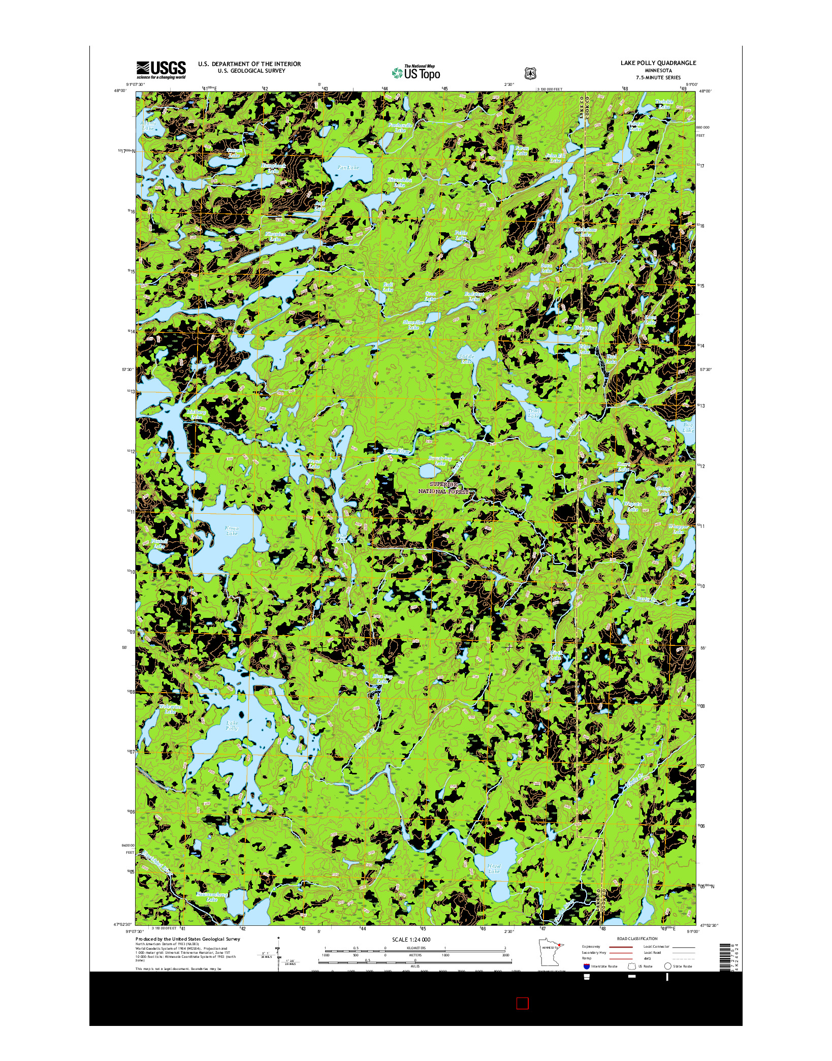 USGS US TOPO 7.5-MINUTE MAP FOR LAKE POLLY, MN 2016