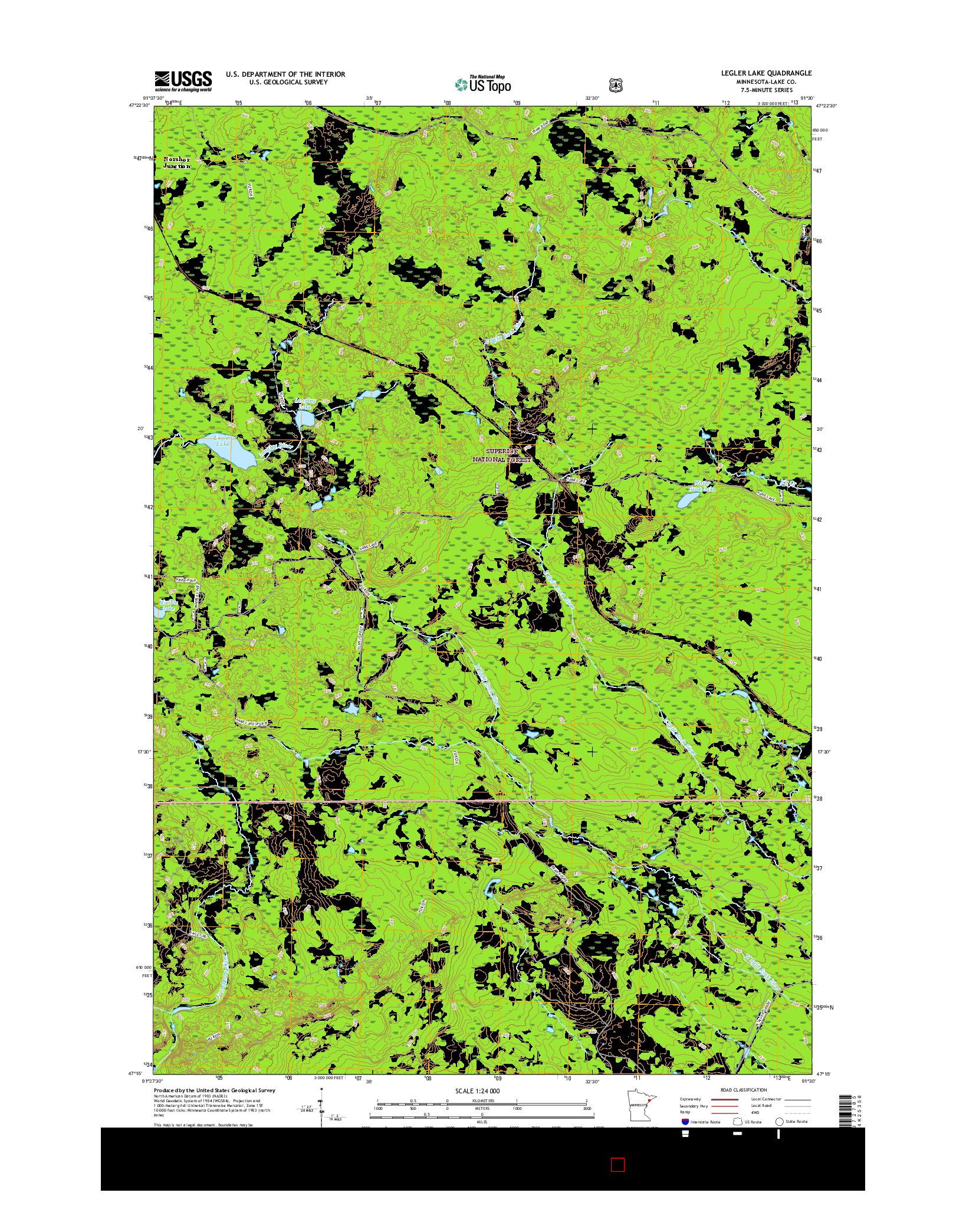 USGS US TOPO 7.5-MINUTE MAP FOR LEGLER LAKE, MN 2016