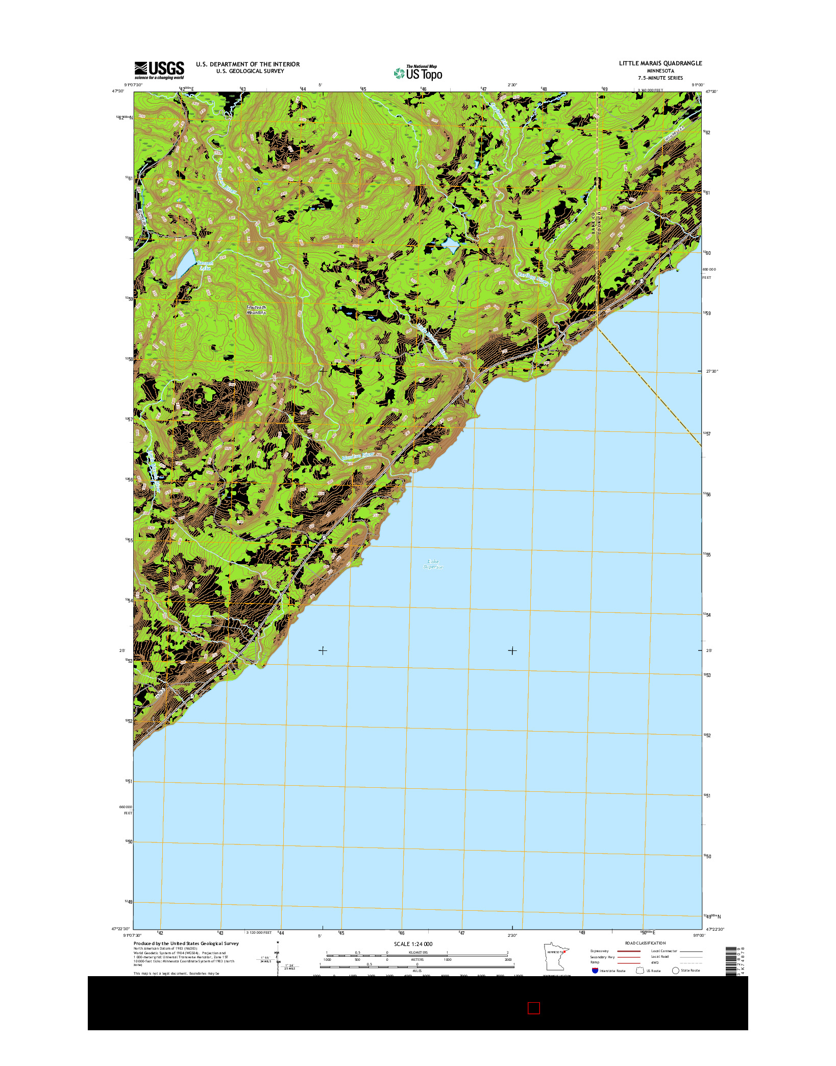 USGS US TOPO 7.5-MINUTE MAP FOR LITTLE MARAIS, MN 2016