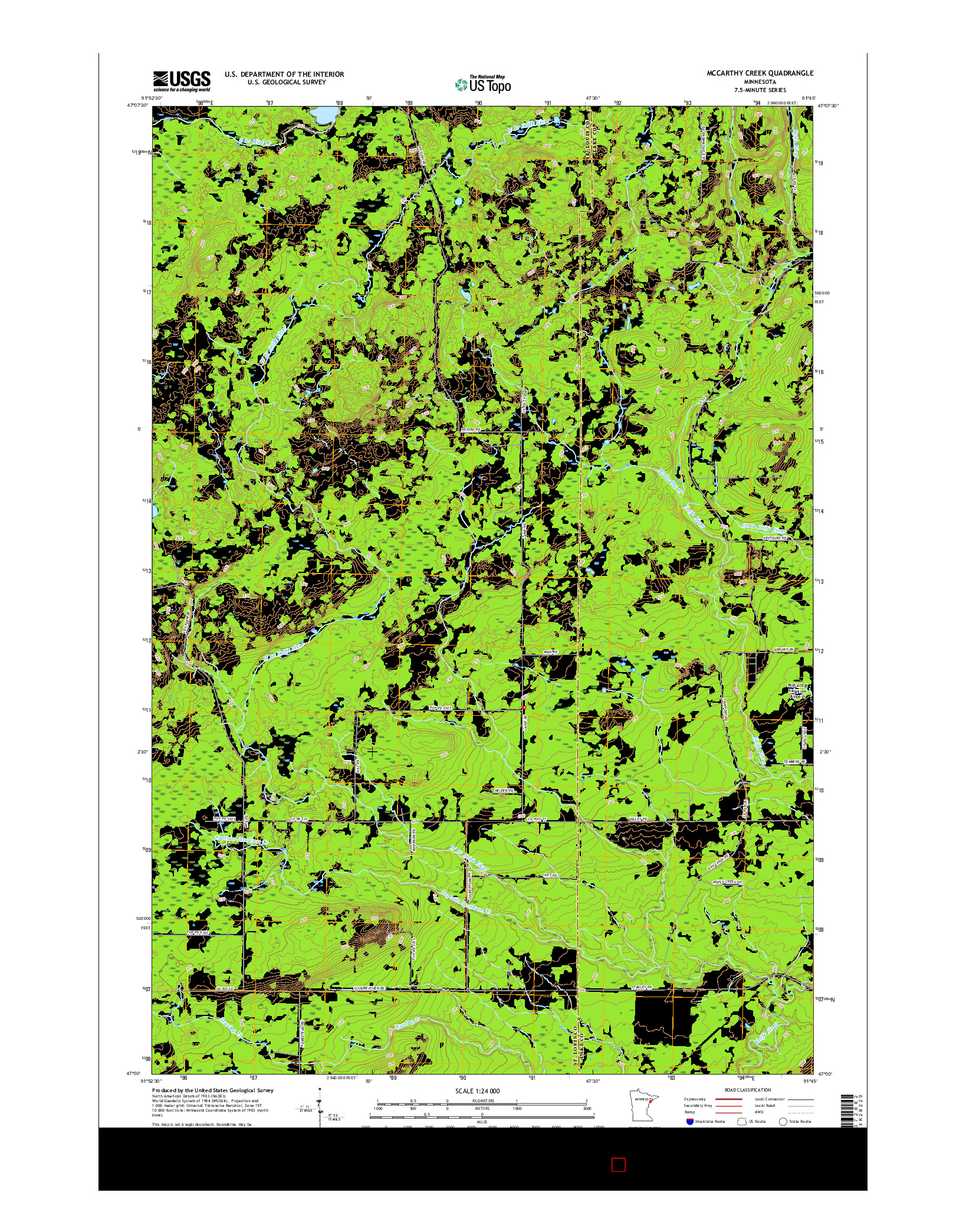 USGS US TOPO 7.5-MINUTE MAP FOR MCCARTHY CREEK, MN 2016