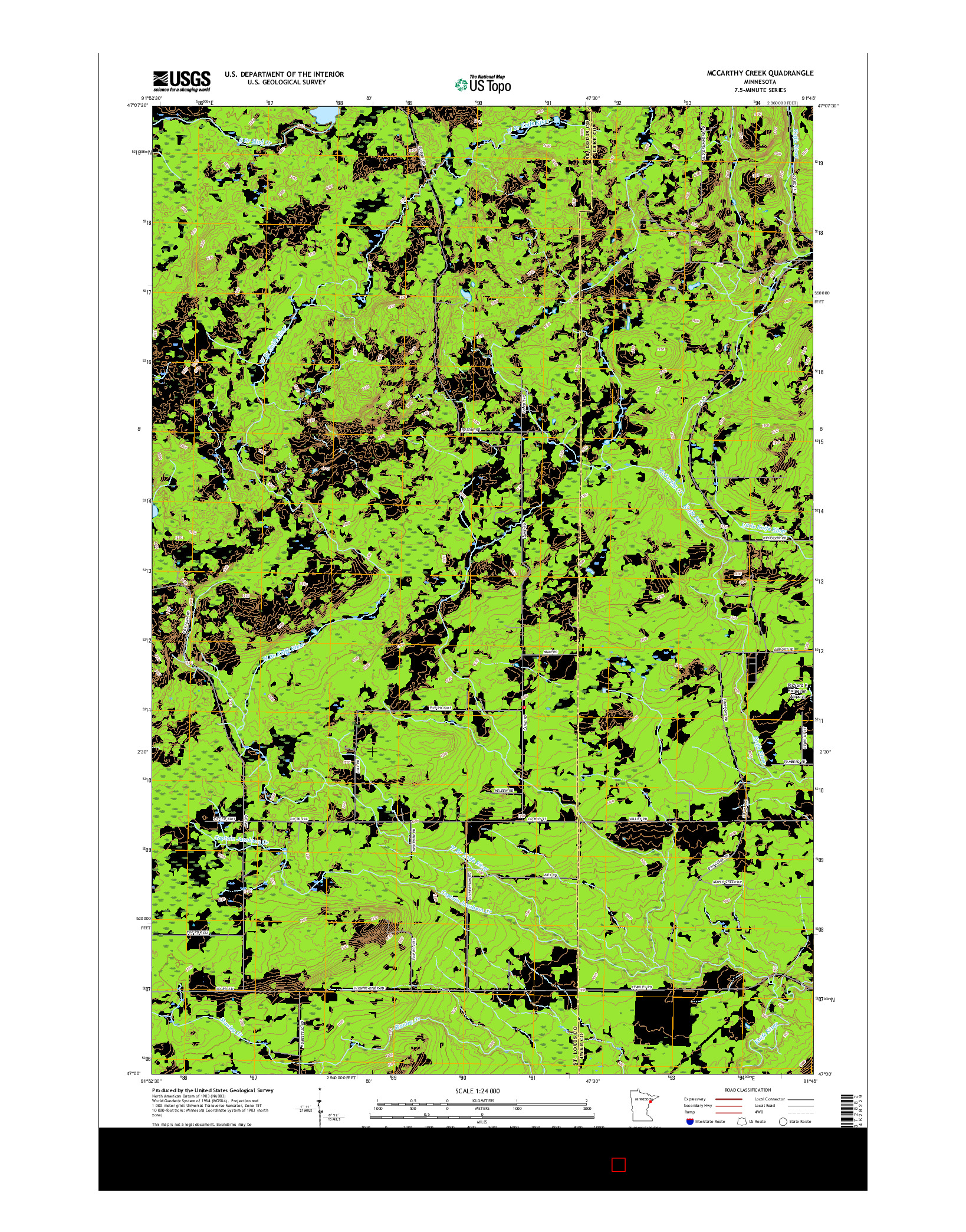 USGS US TOPO 7.5-MINUTE MAP FOR MCCARTHY CREEK, MN 2016