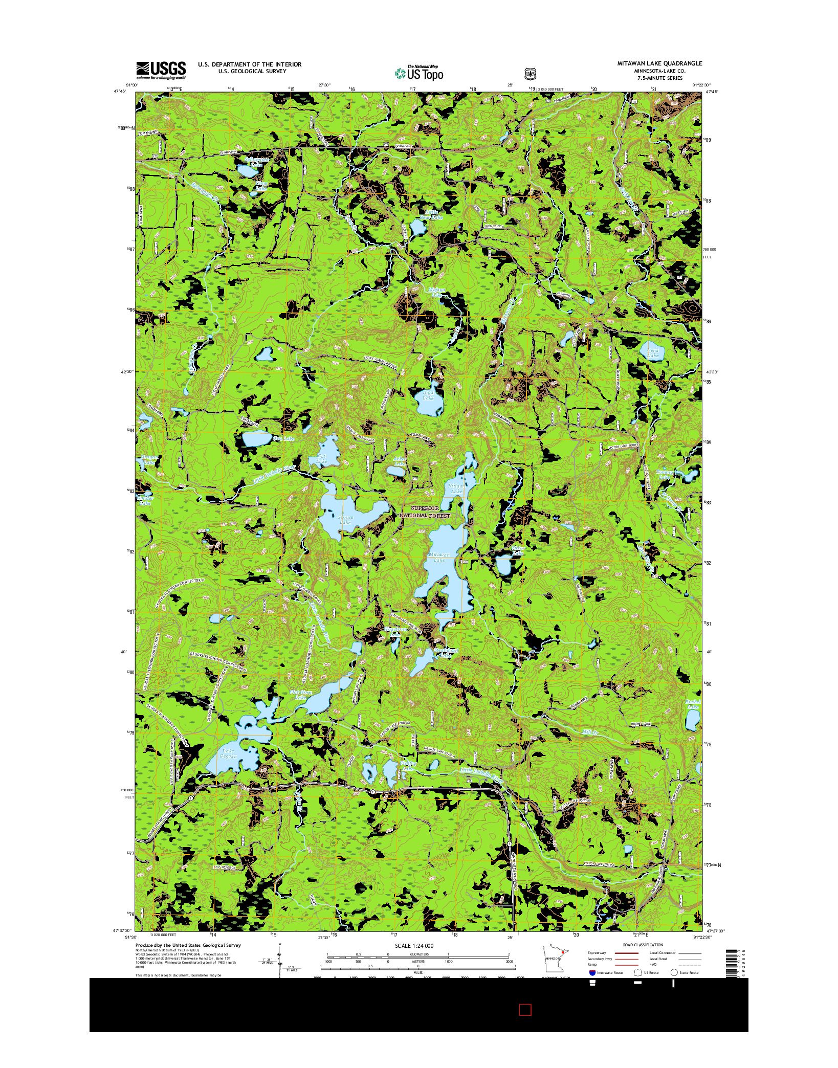 USGS US TOPO 7.5-MINUTE MAP FOR MITAWAN LAKE, MN 2016