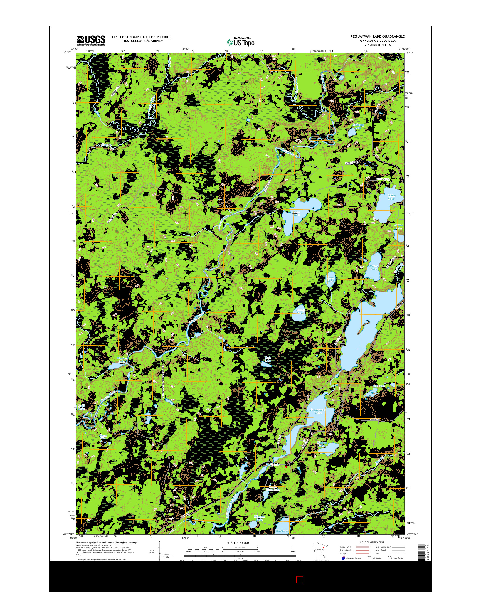 USGS US TOPO 7.5-MINUTE MAP FOR PEQUAYWAN LAKE, MN 2016