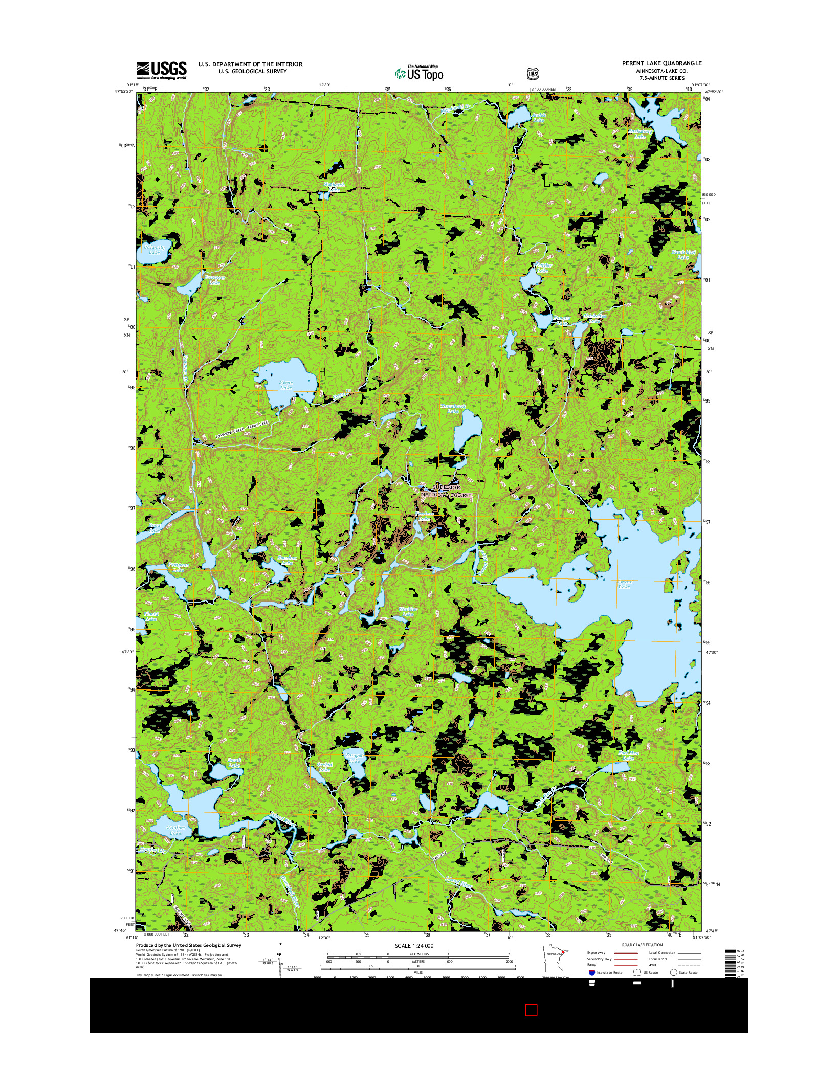 USGS US TOPO 7.5-MINUTE MAP FOR PERENT LAKE, MN 2016