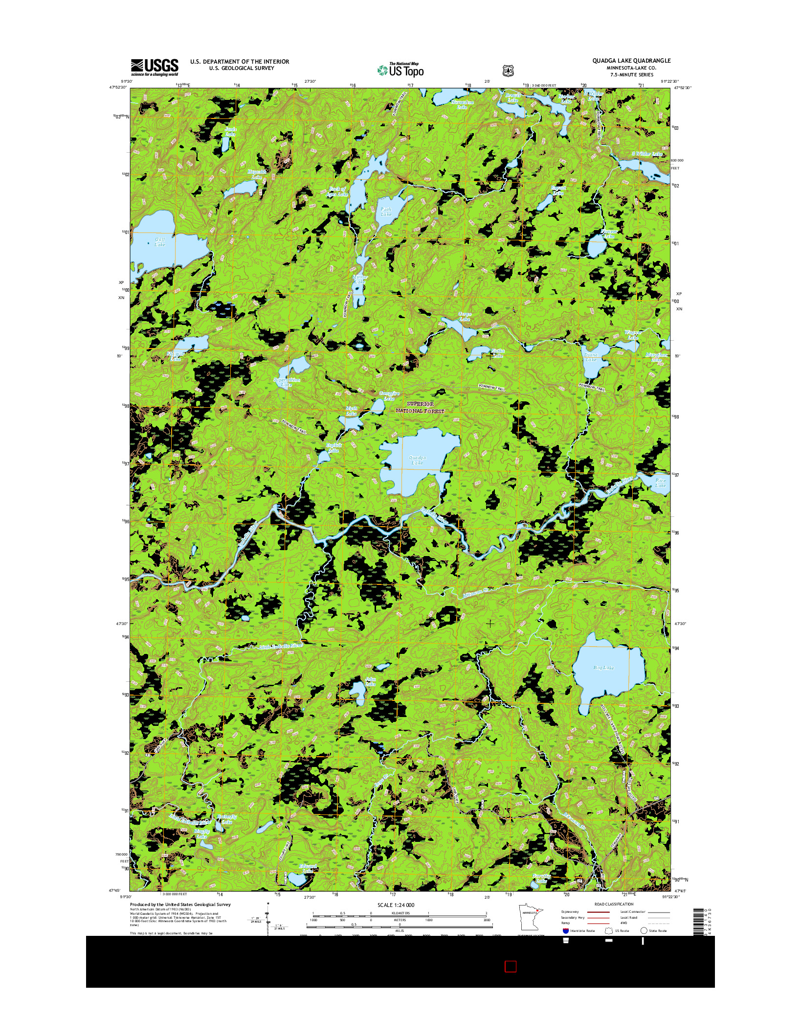 USGS US TOPO 7.5-MINUTE MAP FOR QUADGA LAKE, MN 2016