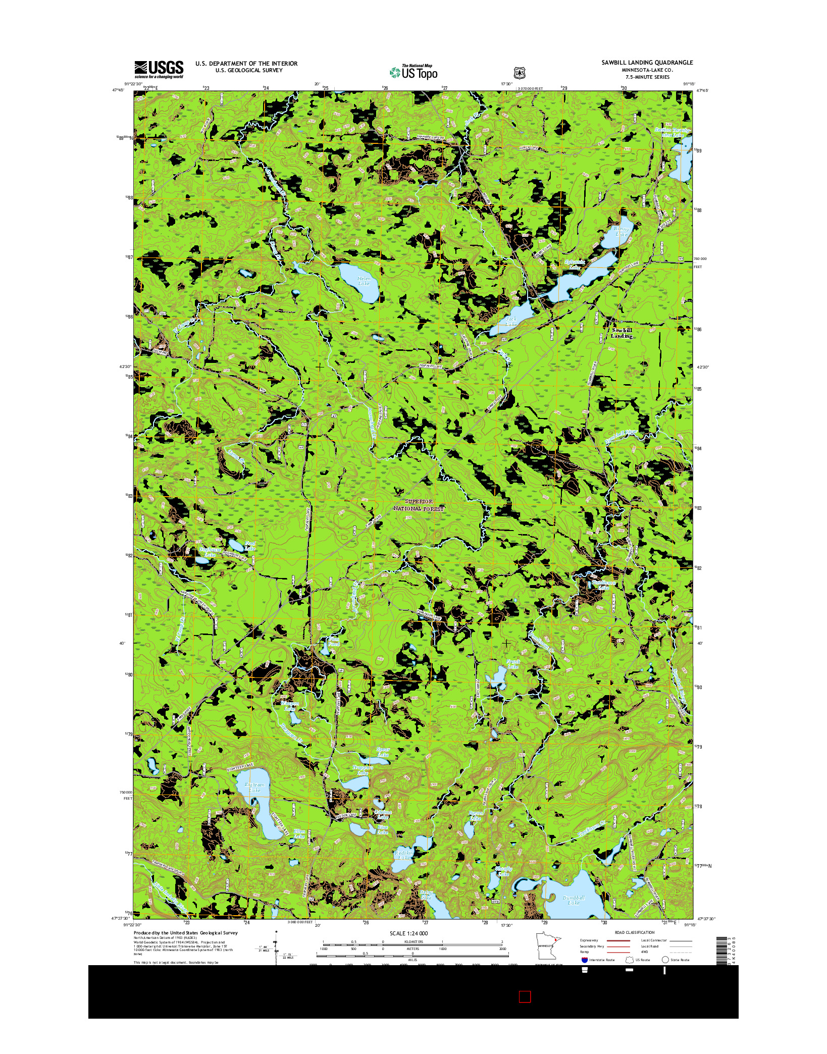 USGS US TOPO 7.5-MINUTE MAP FOR SAWBILL LANDING, MN 2016