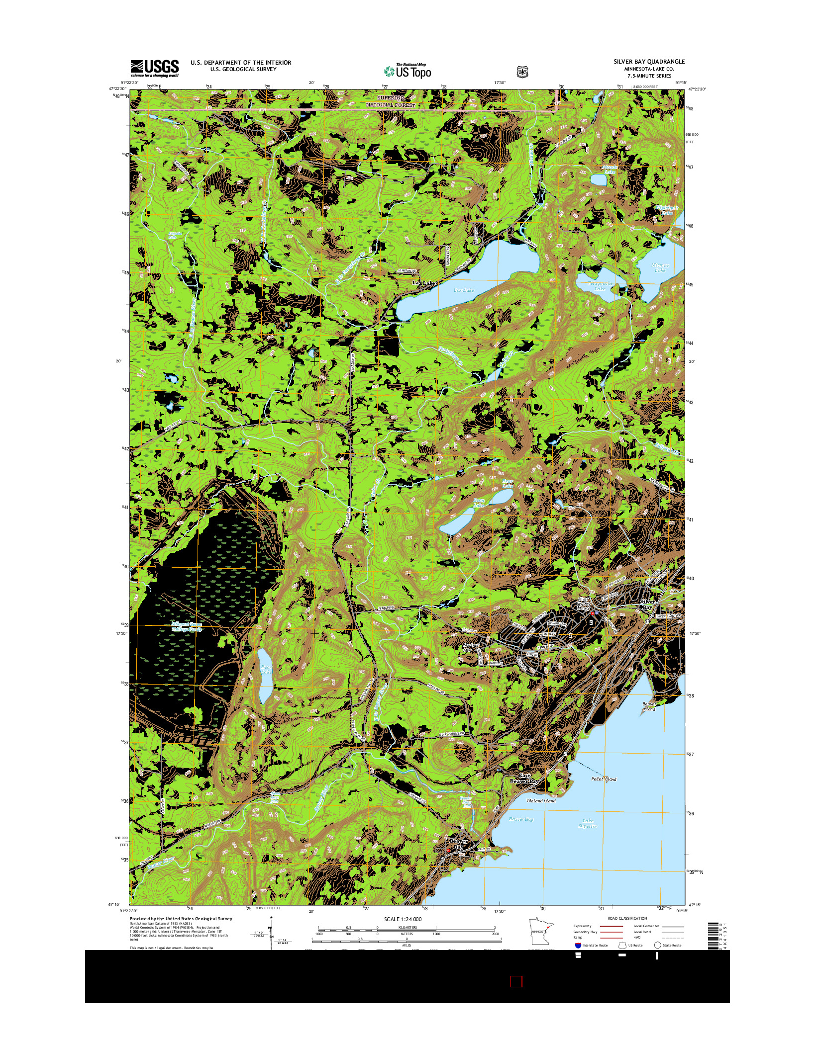 USGS US TOPO 7.5-MINUTE MAP FOR SILVER BAY, MN 2016