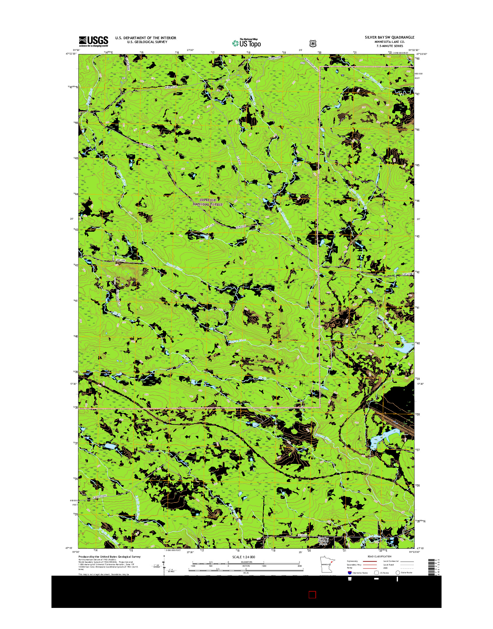 USGS US TOPO 7.5-MINUTE MAP FOR SILVER BAY SW, MN 2016