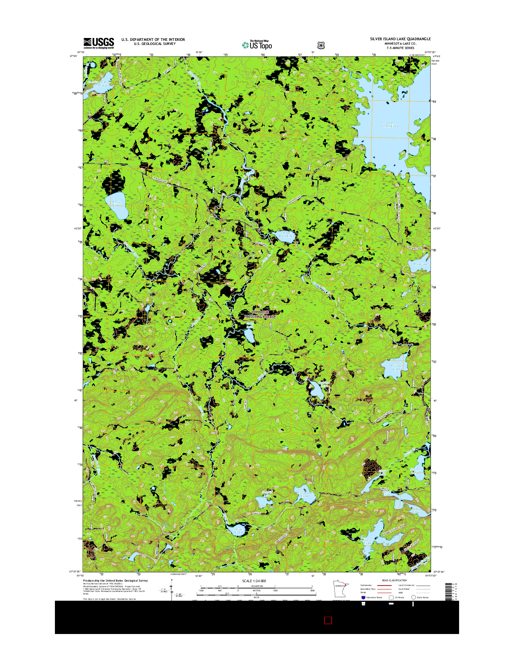 USGS US TOPO 7.5-MINUTE MAP FOR SILVER ISLAND LAKE, MN 2016