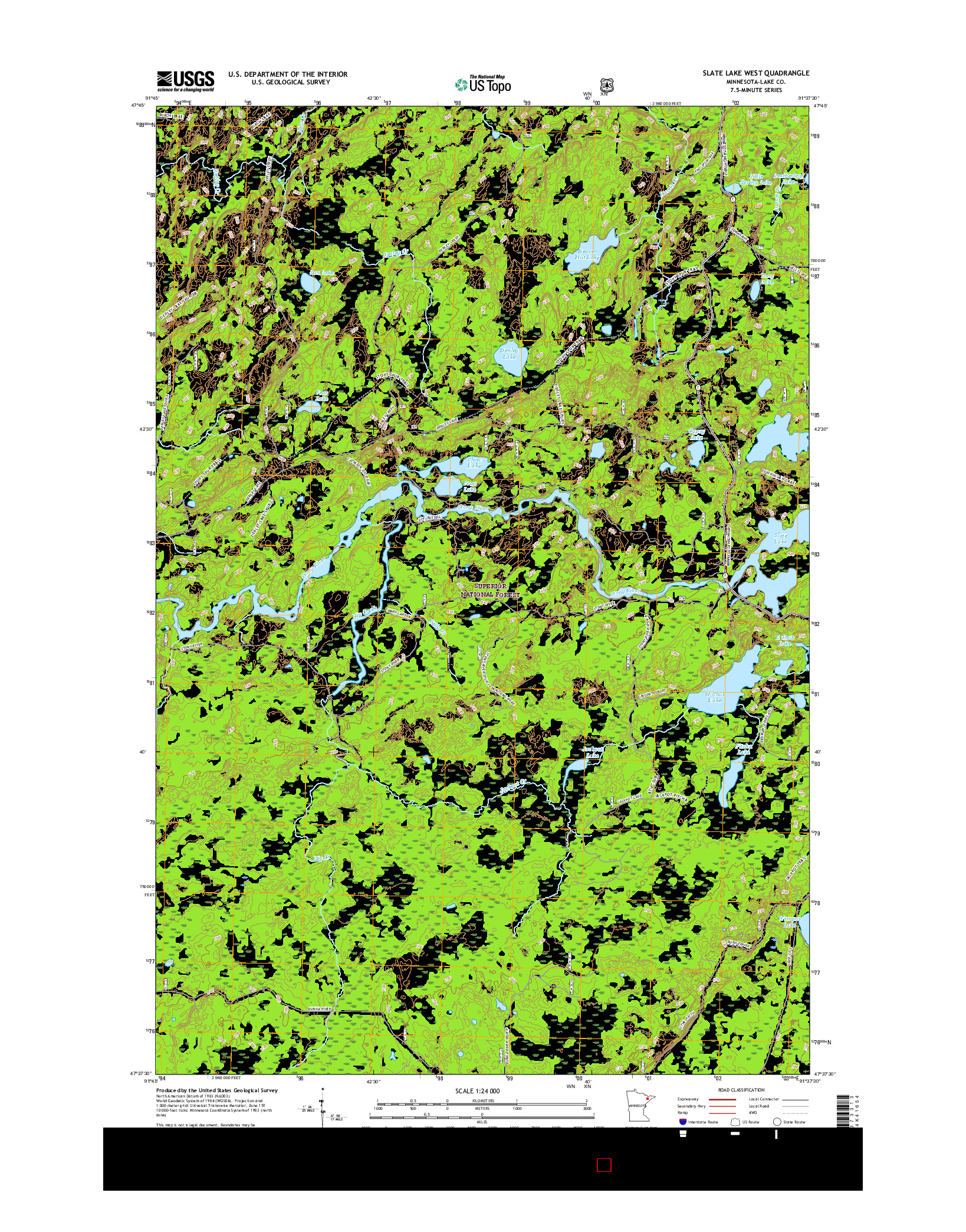 USGS US TOPO 7.5-MINUTE MAP FOR SLATE LAKE WEST, MN 2016