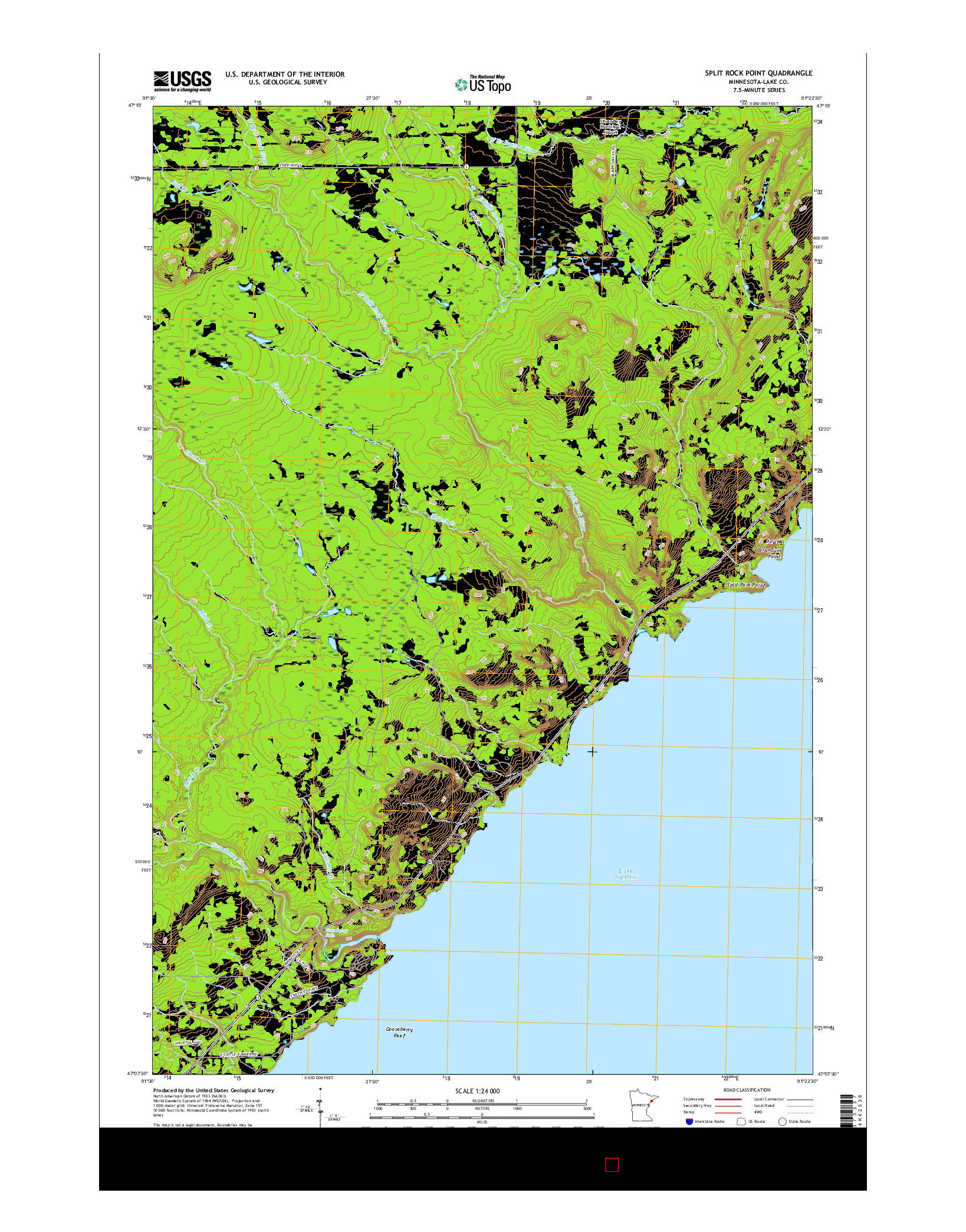 USGS US TOPO 7.5-MINUTE MAP FOR SPLIT ROCK POINT, MN 2016