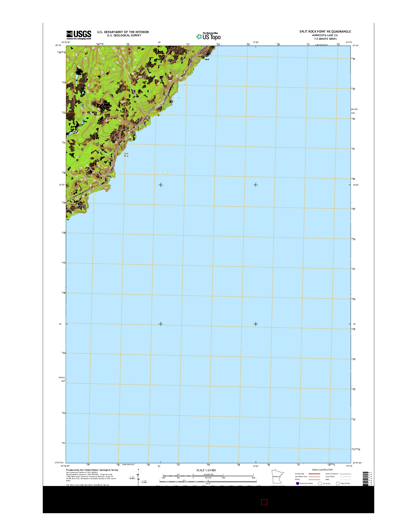 USGS US TOPO 7.5-MINUTE MAP FOR SPLIT ROCK POINT NE, MN 2016