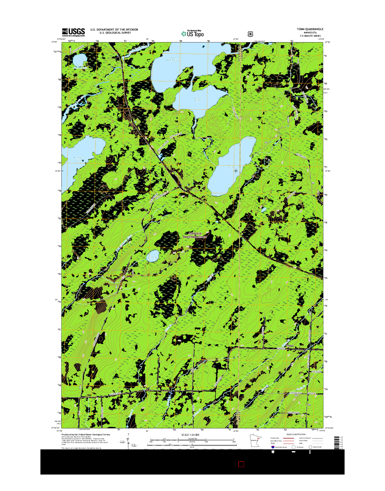 USGS US TOPO 7.5-MINUTE MAP FOR TOIMI, MN 2016