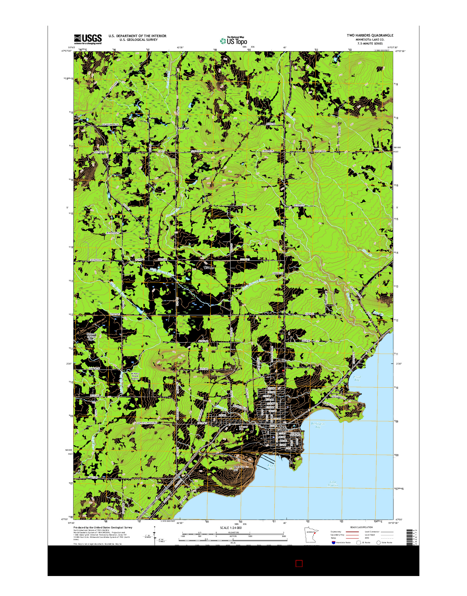 USGS US TOPO 7.5-MINUTE MAP FOR TWO HARBORS, MN 2016