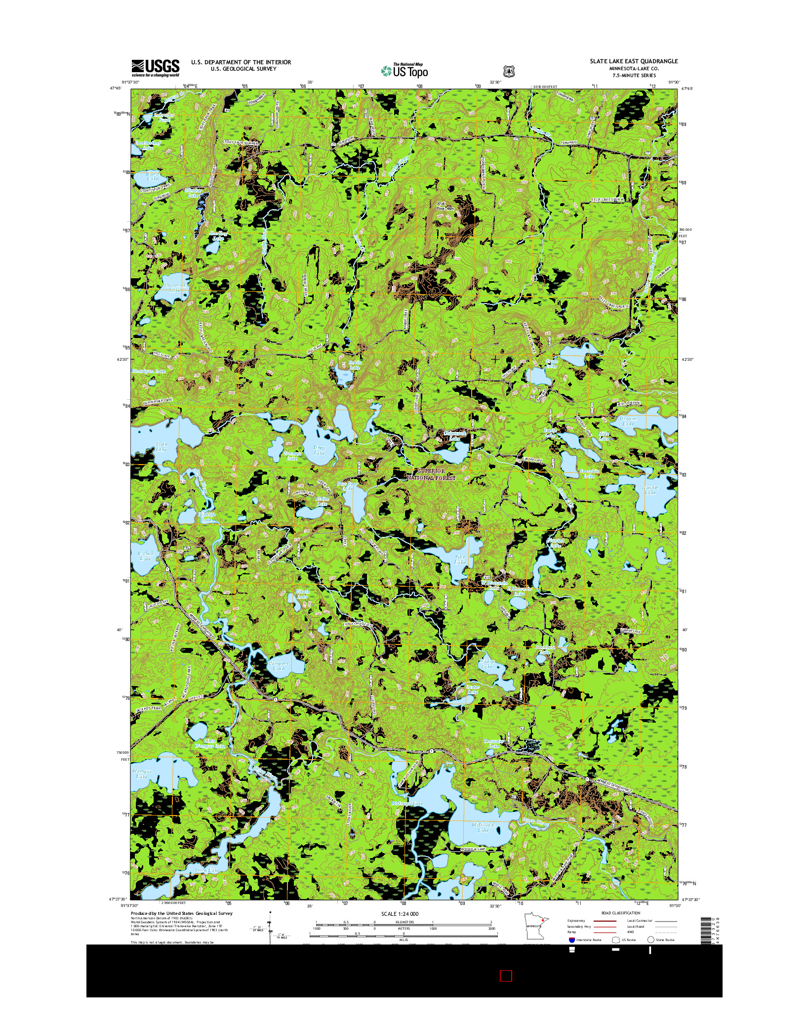 USGS US TOPO 7.5-MINUTE MAP FOR SLATE LAKE EAST, MN 2016