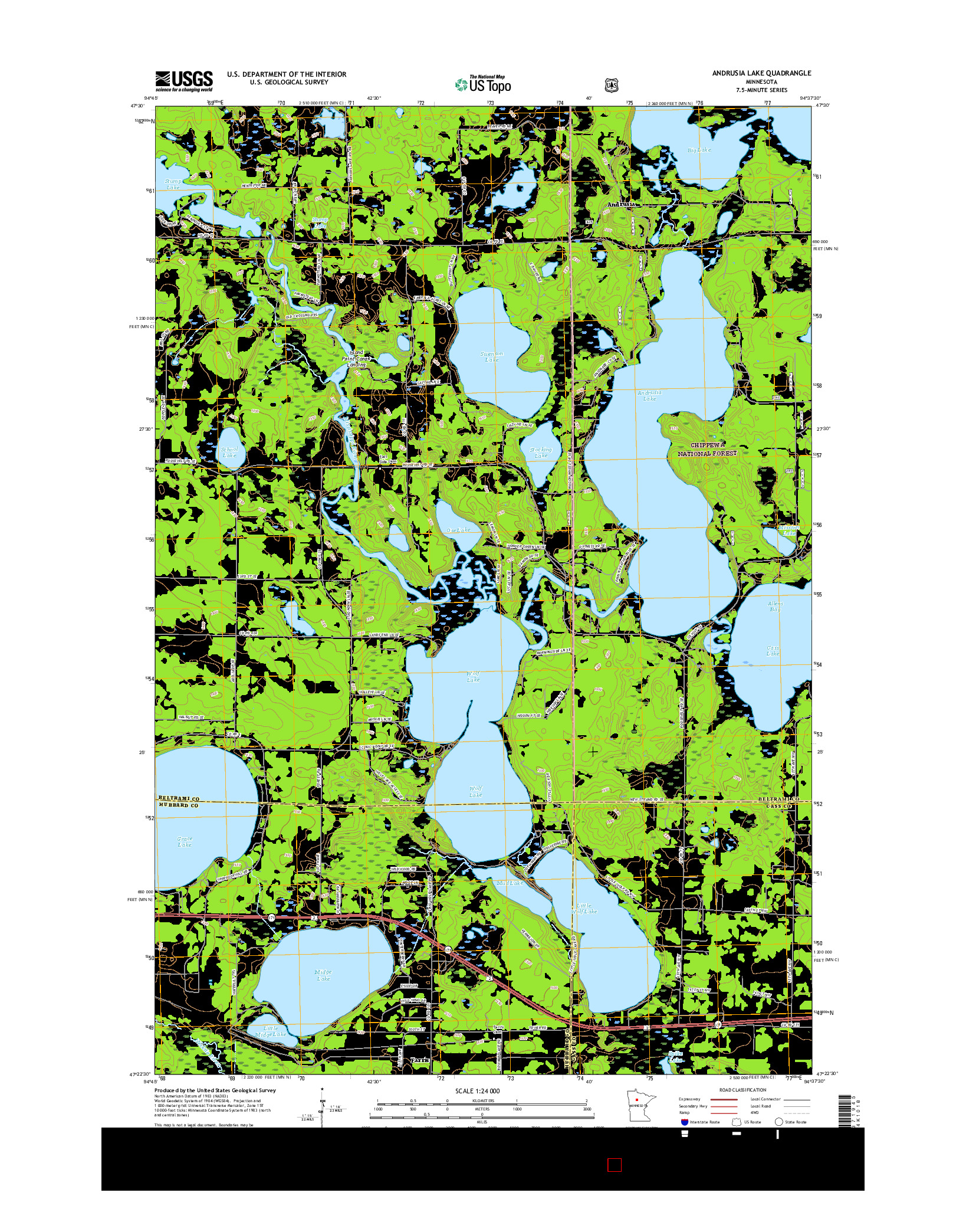 USGS US TOPO 7.5-MINUTE MAP FOR ANDRUSIA LAKE, MN 2016