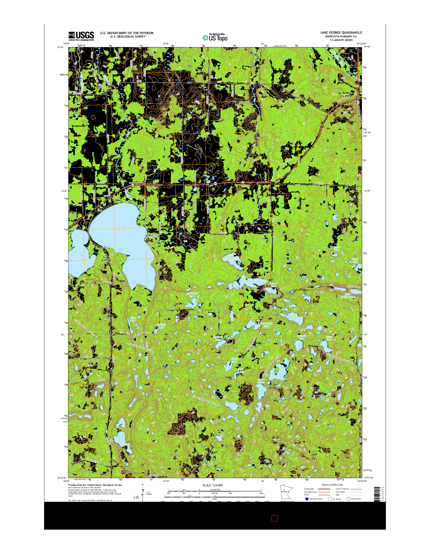 USGS US TOPO 7.5-MINUTE MAP FOR LAKE GEORGE, MN 2016