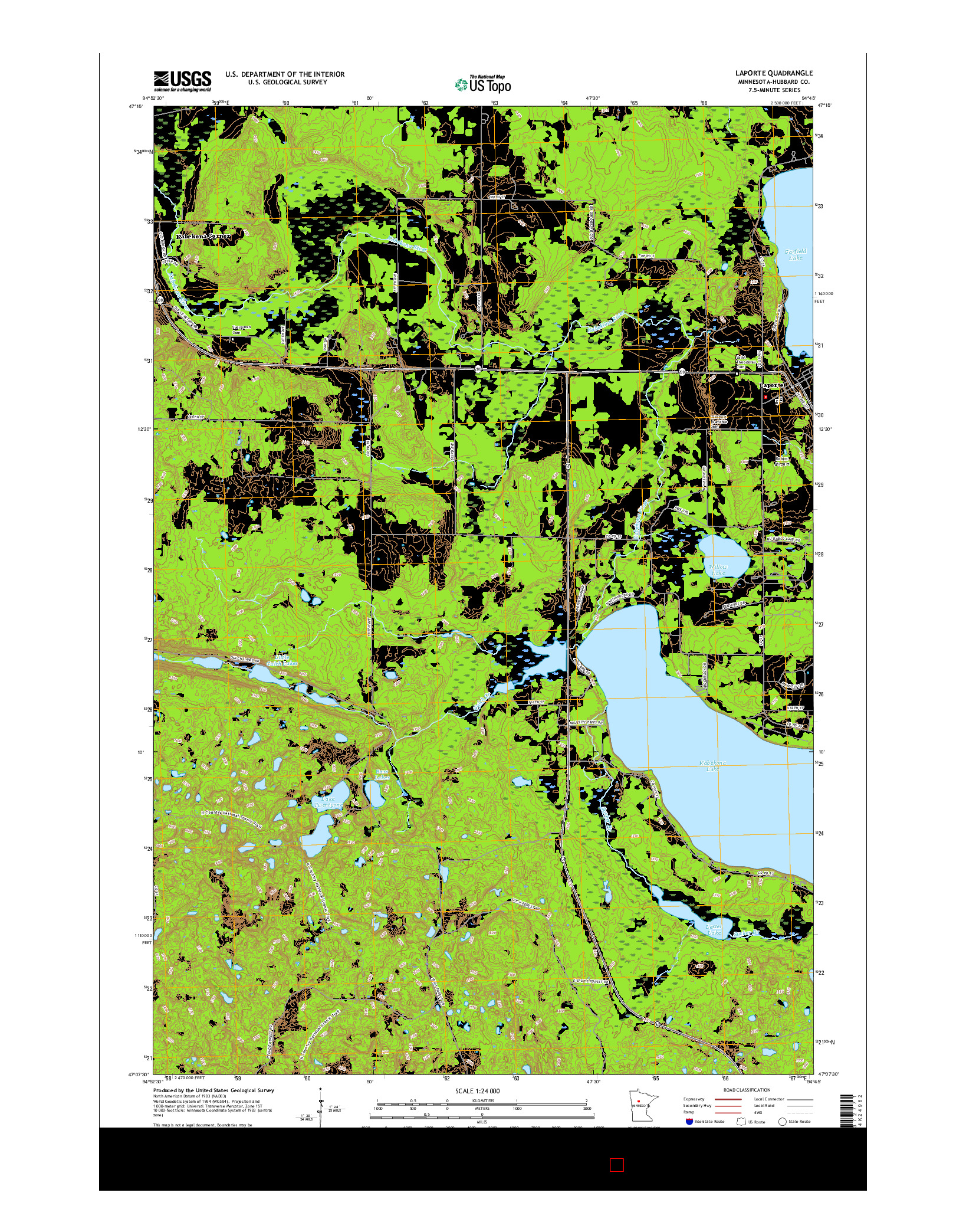 USGS US TOPO 7.5-MINUTE MAP FOR LAPORTE, MN 2016