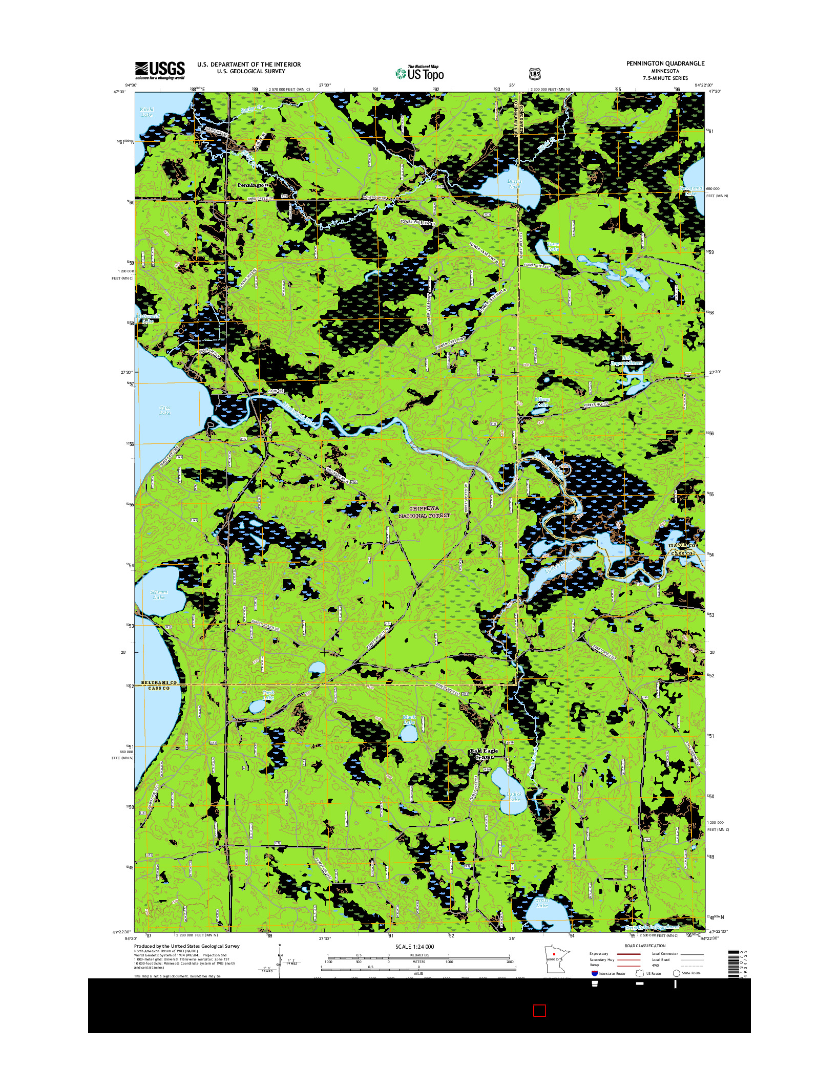 USGS US TOPO 7.5-MINUTE MAP FOR PENNINGTON, MN 2016