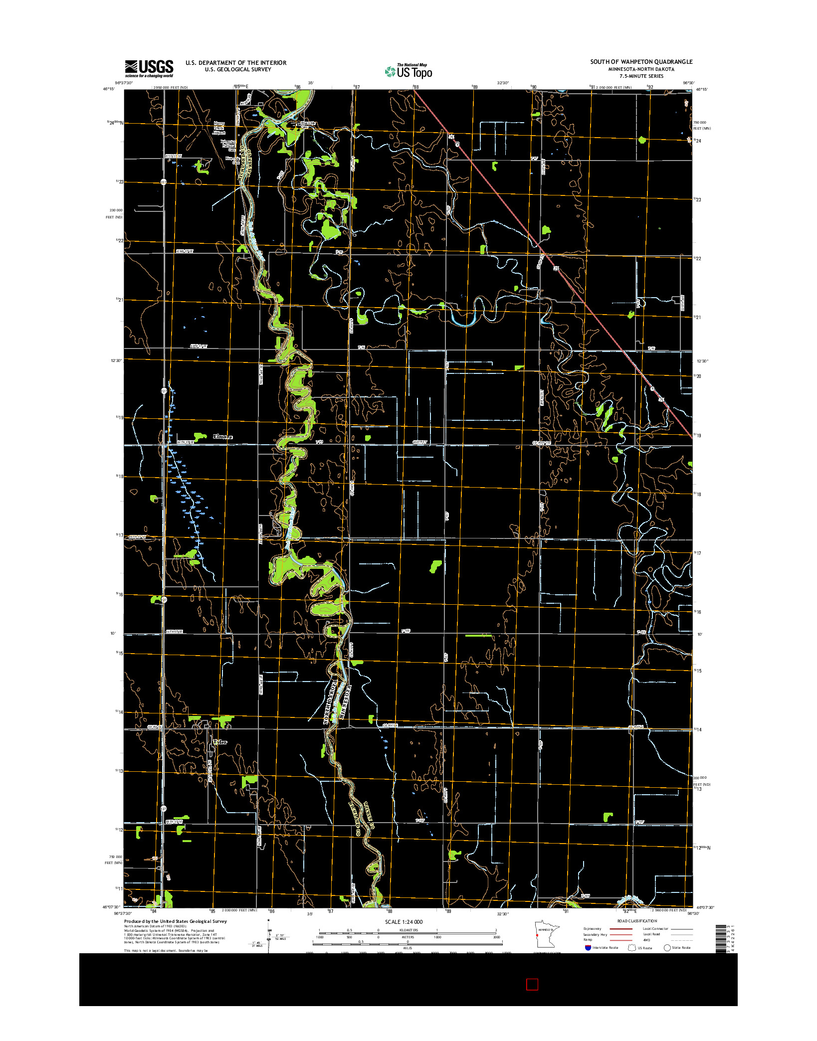 USGS US TOPO 7.5-MINUTE MAP FOR SOUTH OF WAHPETON, MN-ND 2016