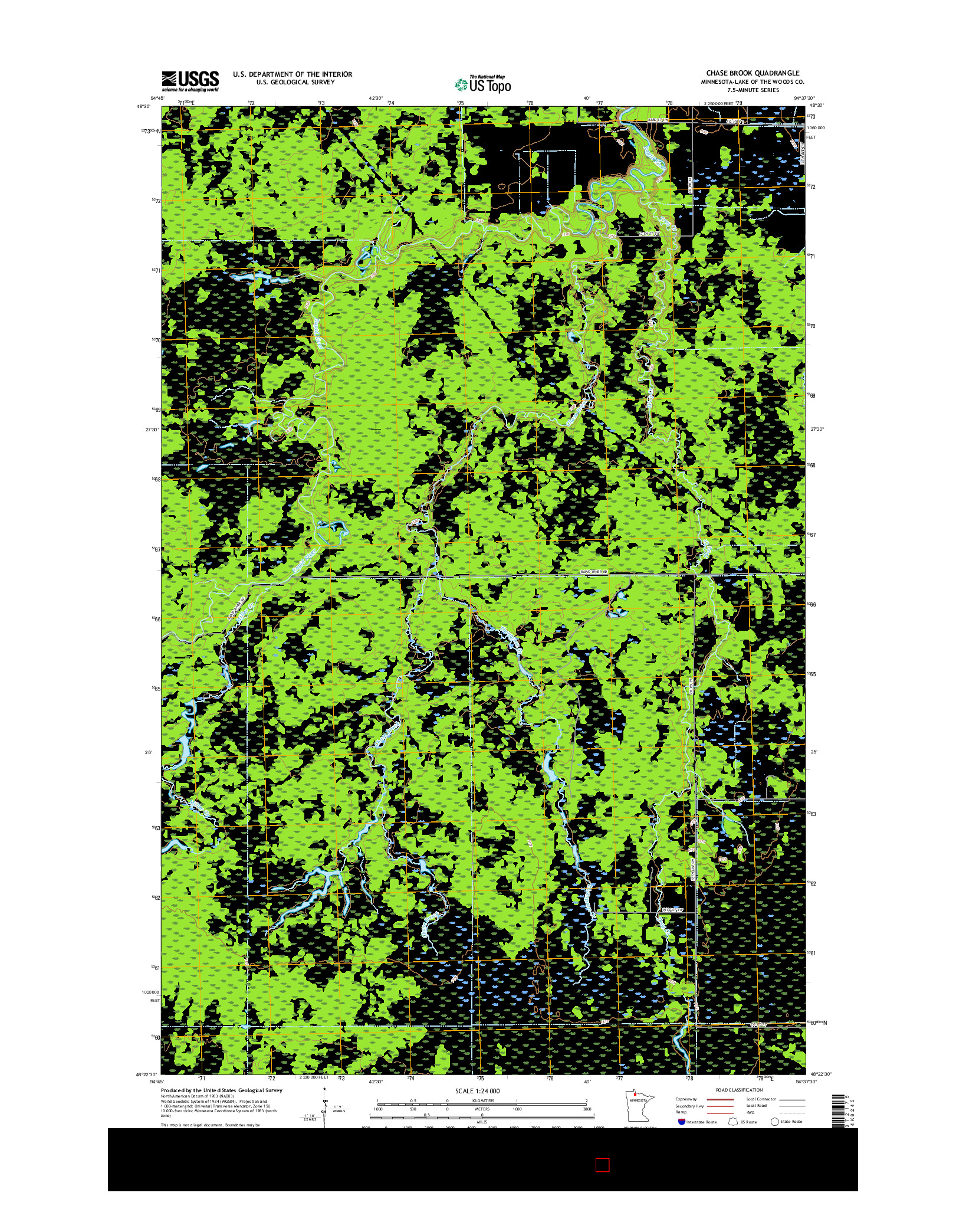 USGS US TOPO 7.5-MINUTE MAP FOR CHASE BROOK, MN 2016