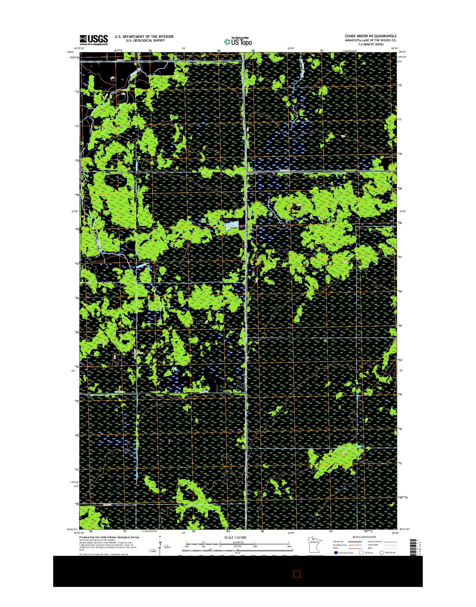 USGS US TOPO 7.5-MINUTE MAP FOR CHASE BROOK NE, MN 2016