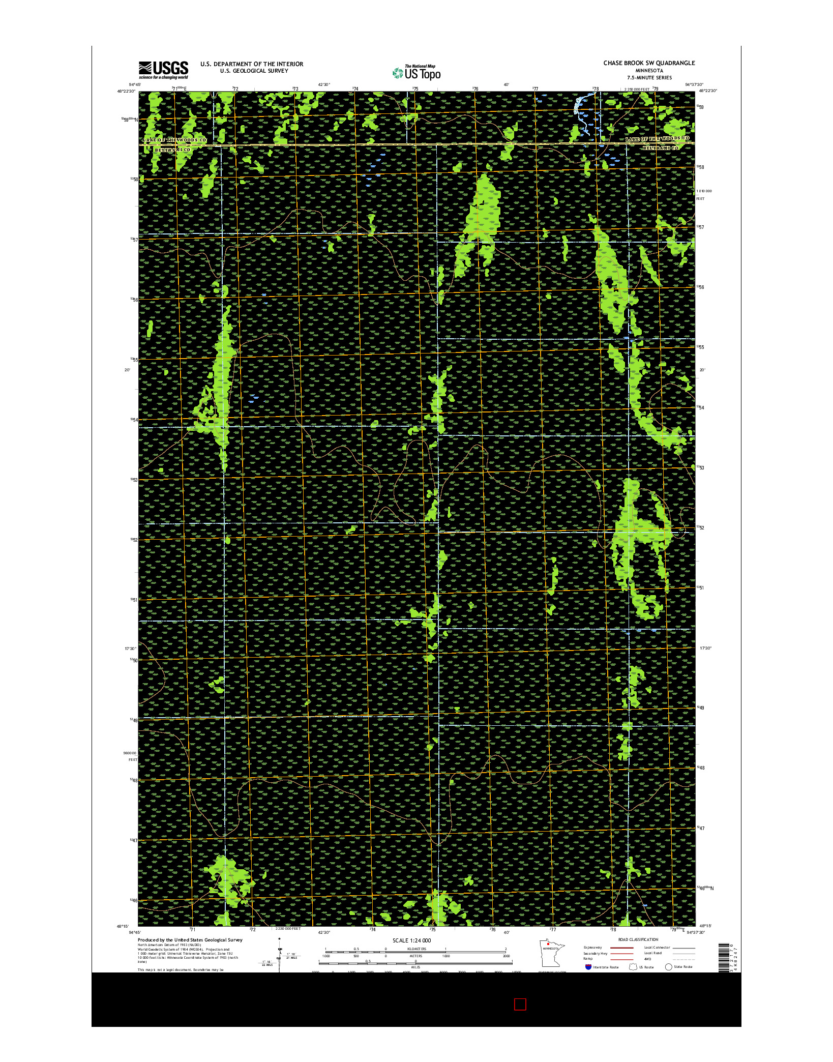 USGS US TOPO 7.5-MINUTE MAP FOR CHASE BROOK SW, MN 2016