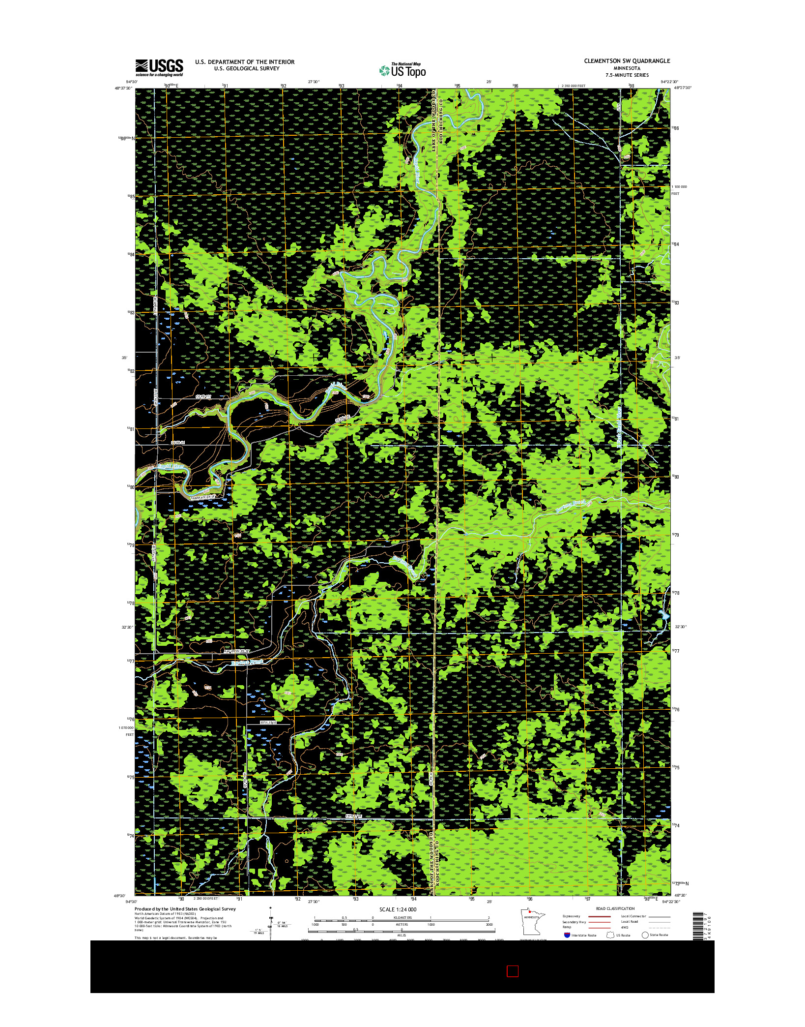 USGS US TOPO 7.5-MINUTE MAP FOR CLEMENTSON SW, MN 2016