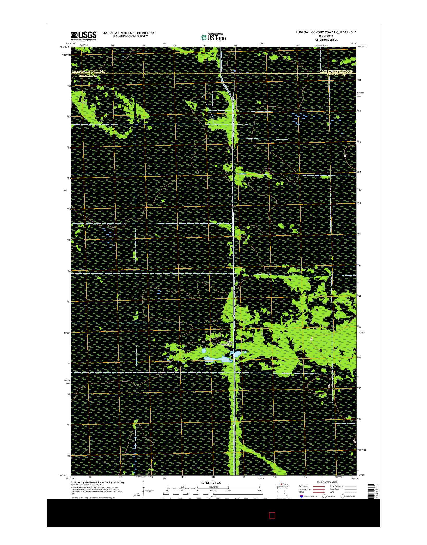 USGS US TOPO 7.5-MINUTE MAP FOR LUDLOW LOOKOUT TOWER, MN 2016