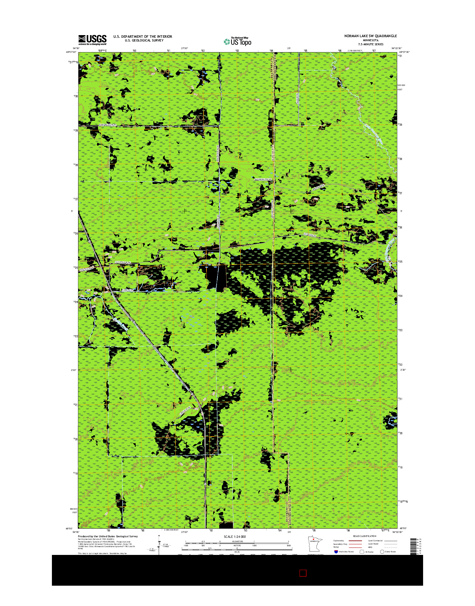USGS US TOPO 7.5-MINUTE MAP FOR NORMAN LAKE SW, MN 2016