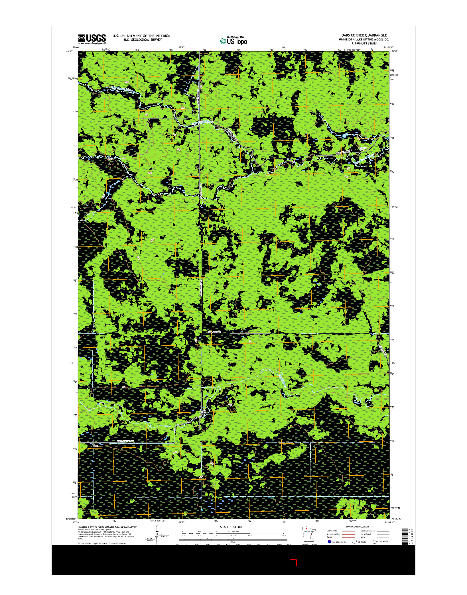 USGS US TOPO 7.5-MINUTE MAP FOR OAKS CORNER, MN 2016