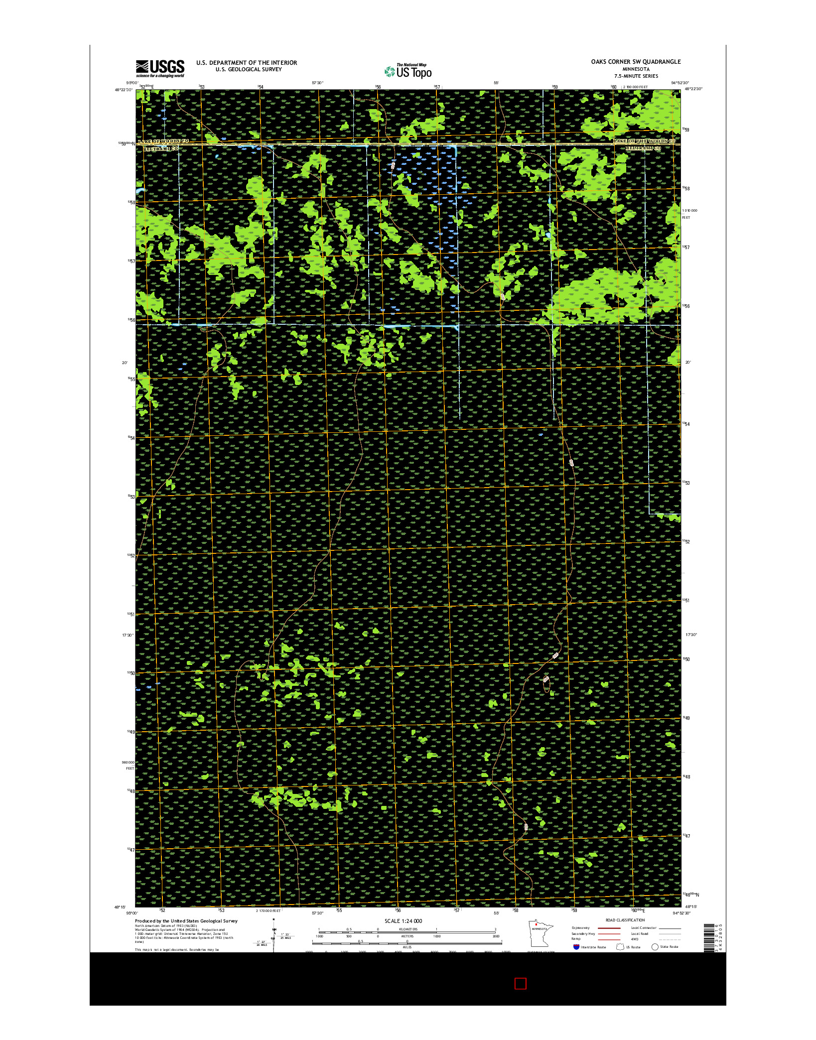 USGS US TOPO 7.5-MINUTE MAP FOR OAKS CORNER SW, MN 2016