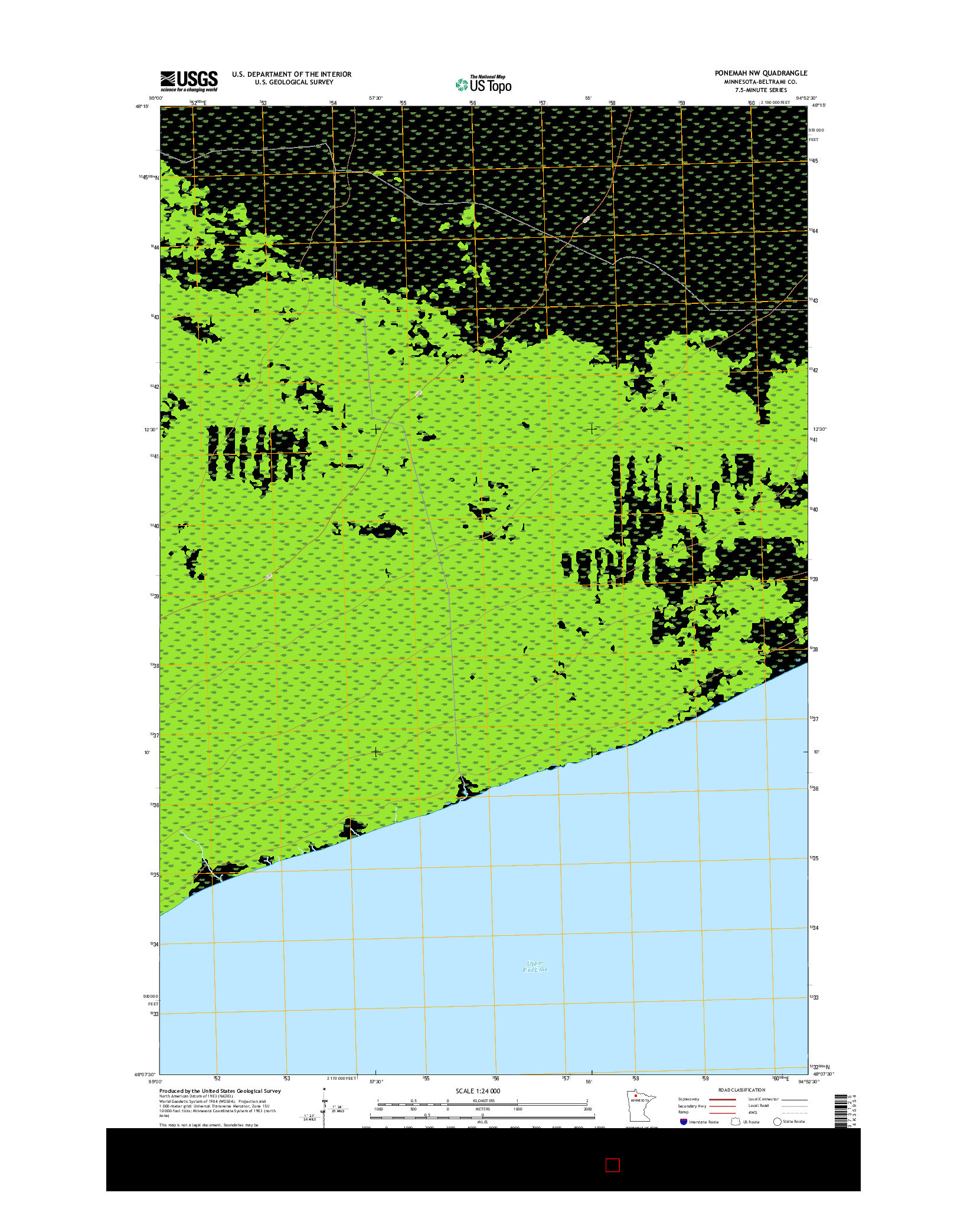 USGS US TOPO 7.5-MINUTE MAP FOR PONEMAH NW, MN 2016