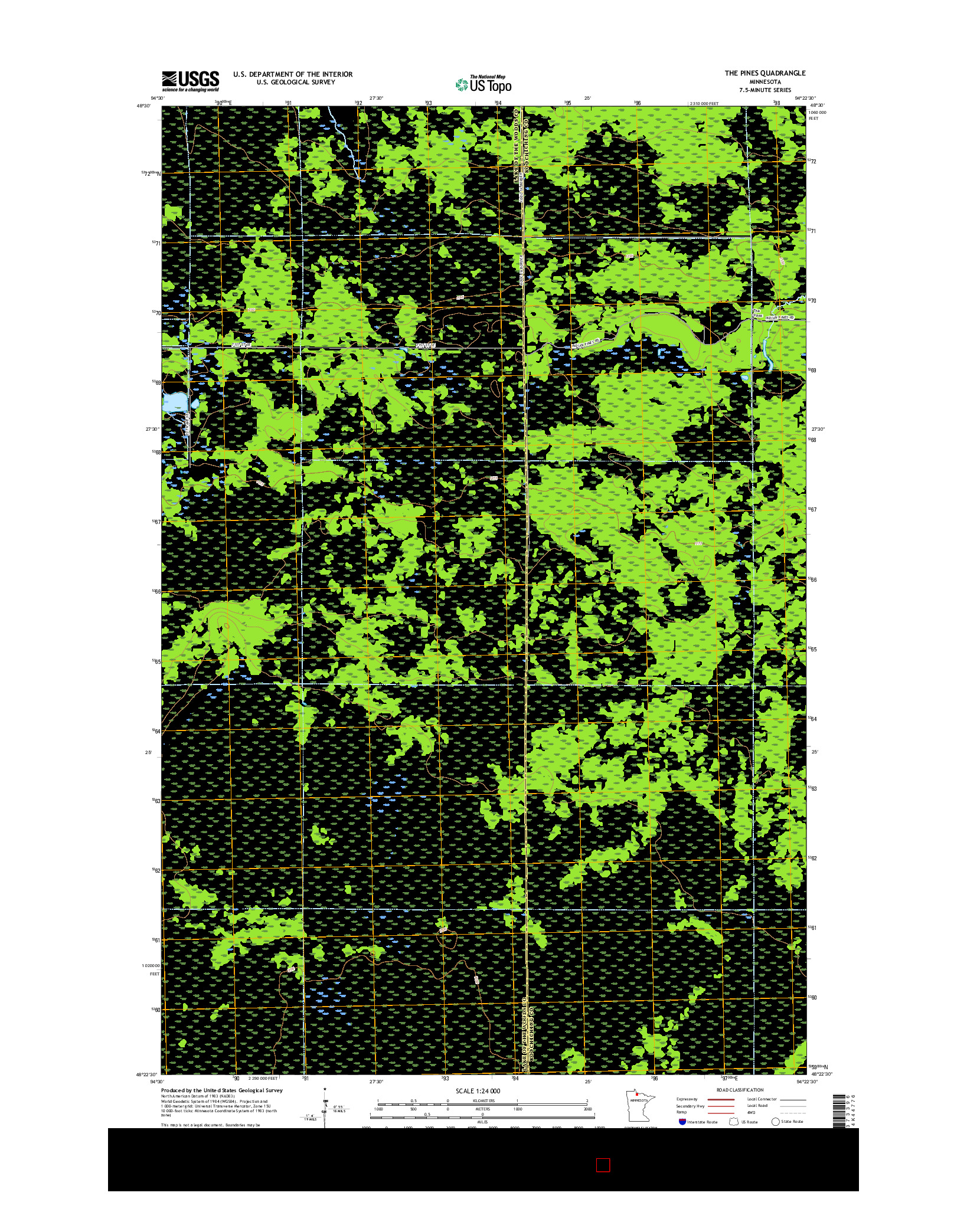 USGS US TOPO 7.5-MINUTE MAP FOR THE PINES, MN 2016