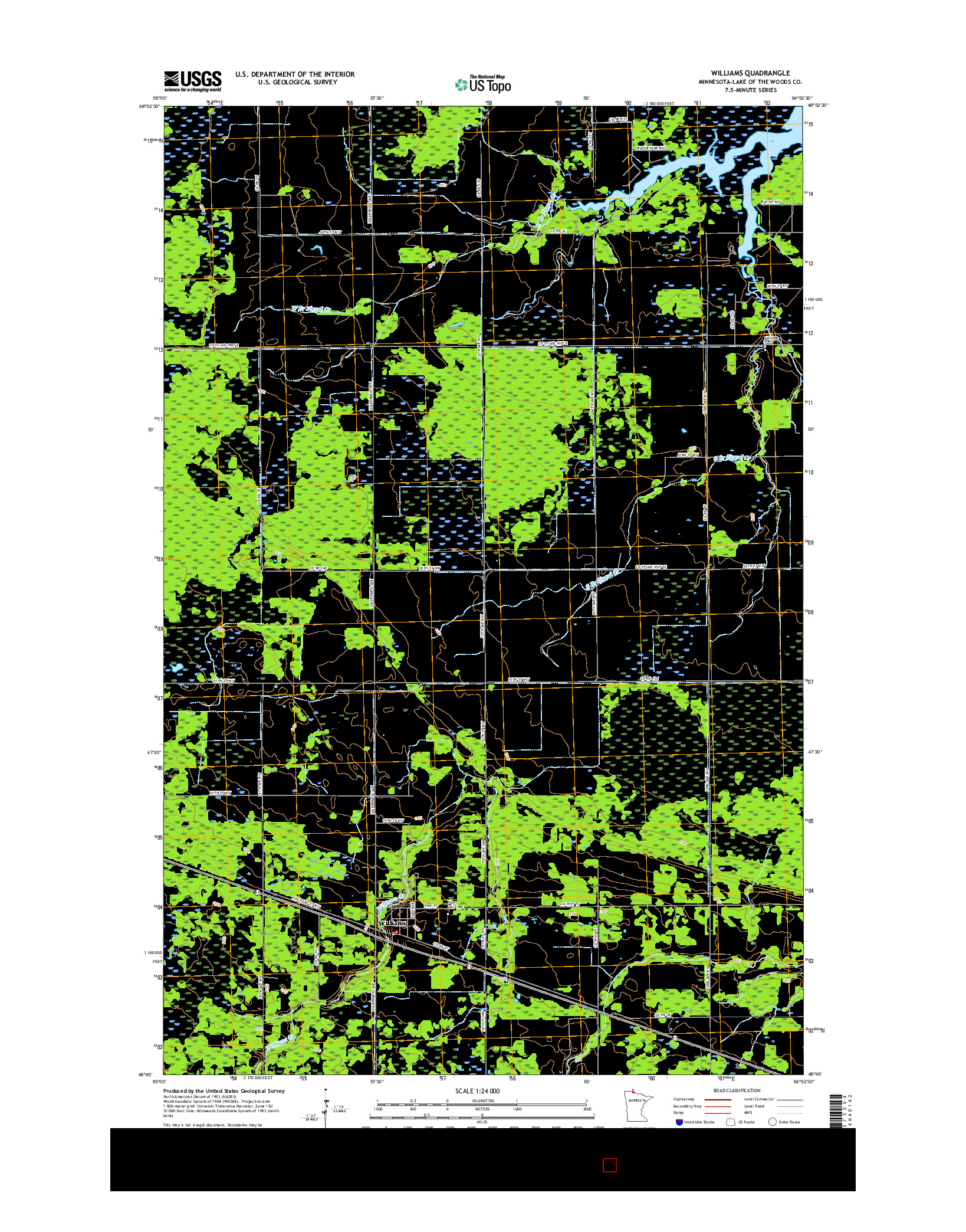 USGS US TOPO 7.5-MINUTE MAP FOR WILLIAMS, MN 2016