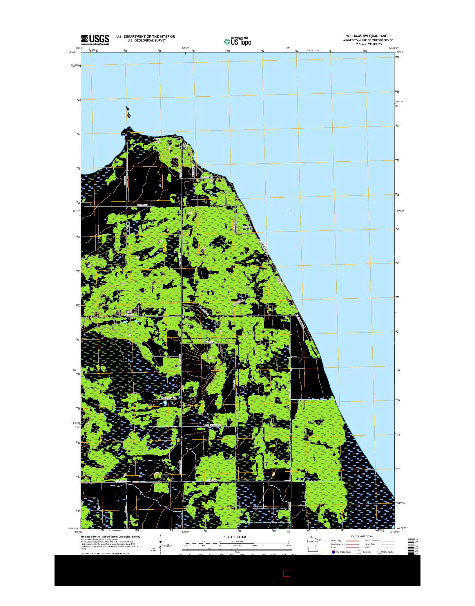 USGS US TOPO 7.5-MINUTE MAP FOR WILLIAMS NW, MN 2016