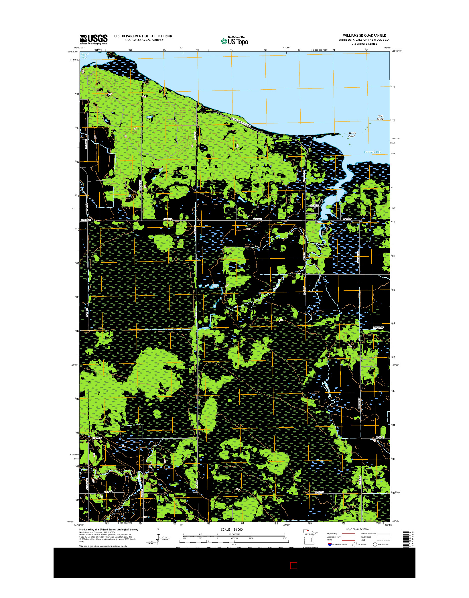USGS US TOPO 7.5-MINUTE MAP FOR WILLIAMS SE, MN 2016