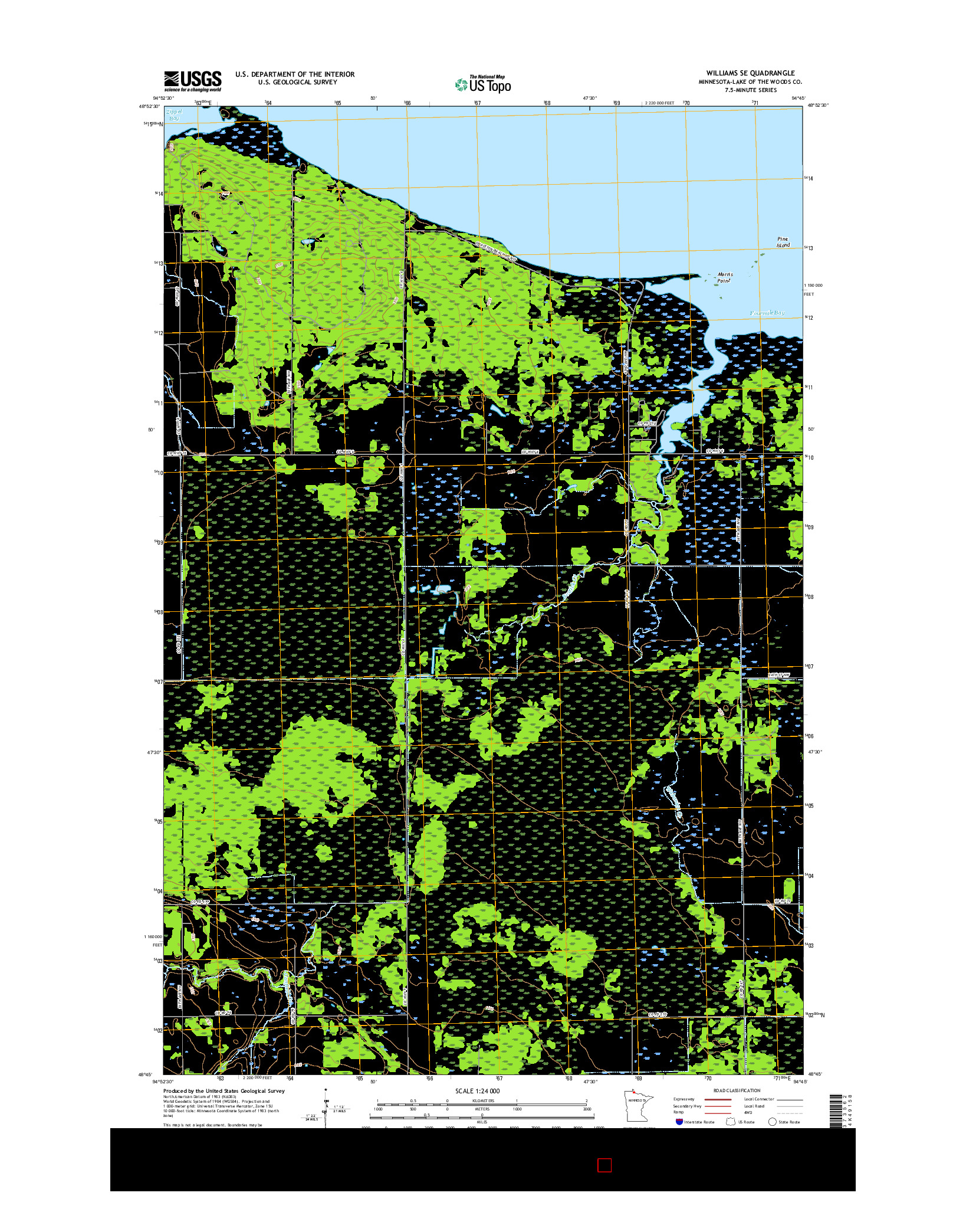 USGS US TOPO 7.5-MINUTE MAP FOR WILLIAMS SE, MN 2016