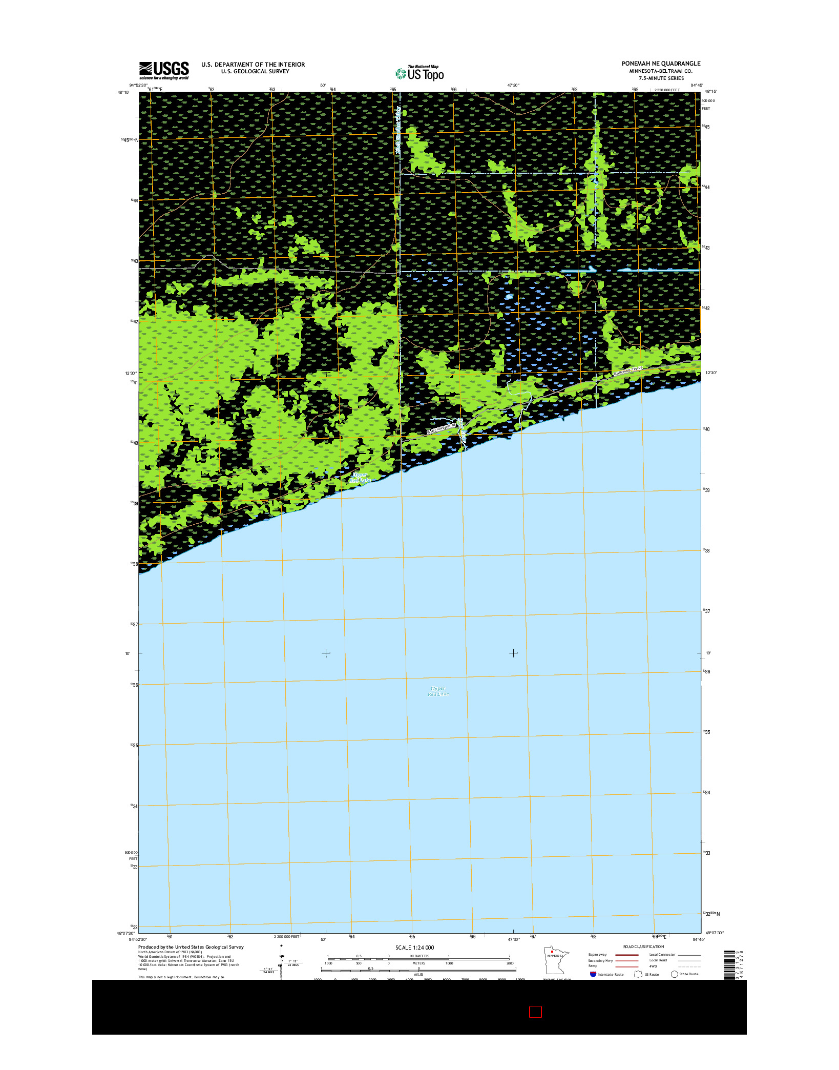 USGS US TOPO 7.5-MINUTE MAP FOR PONEMAH NE, MN 2016