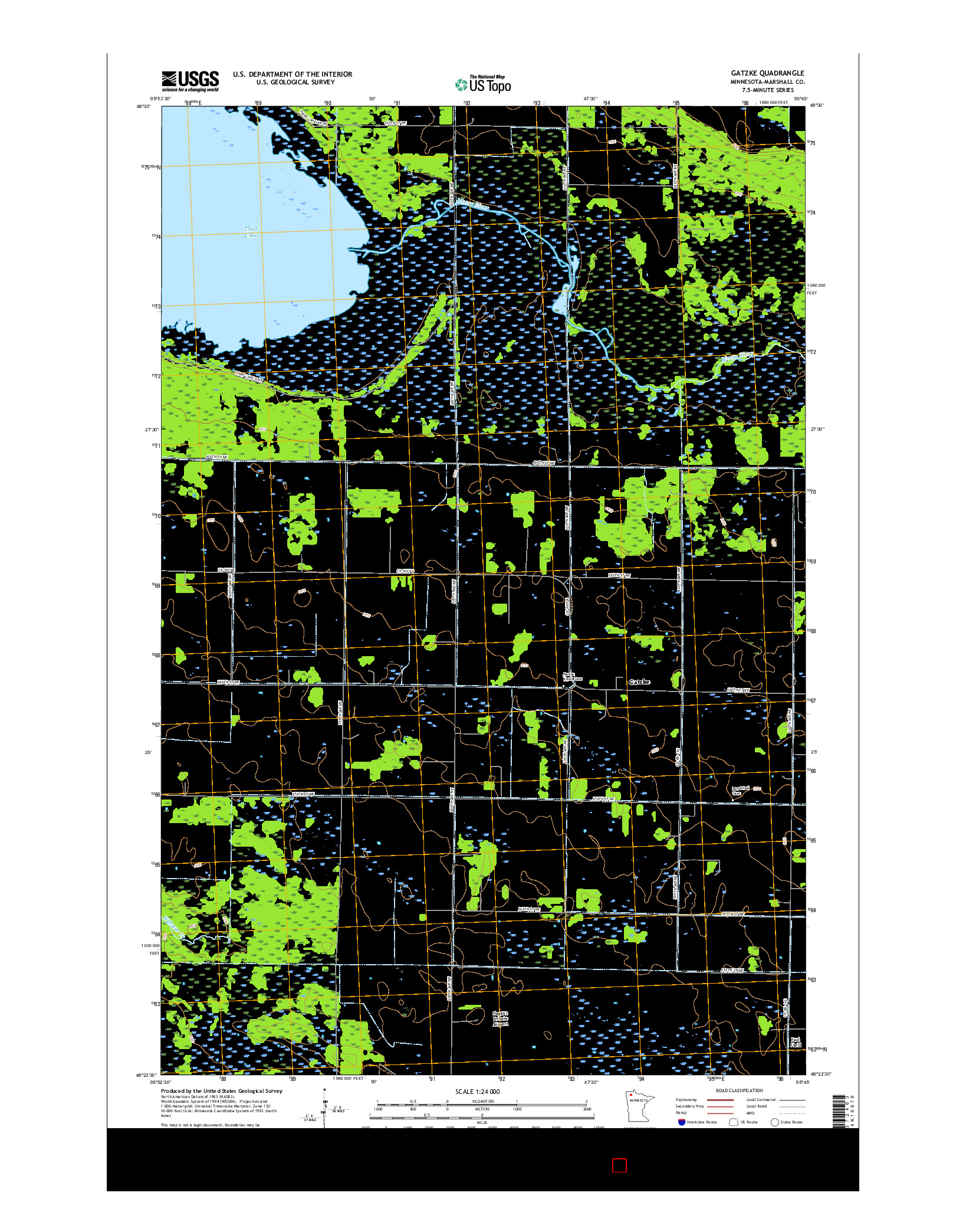 USGS US TOPO 7.5-MINUTE MAP FOR GATZKE, MN 2016