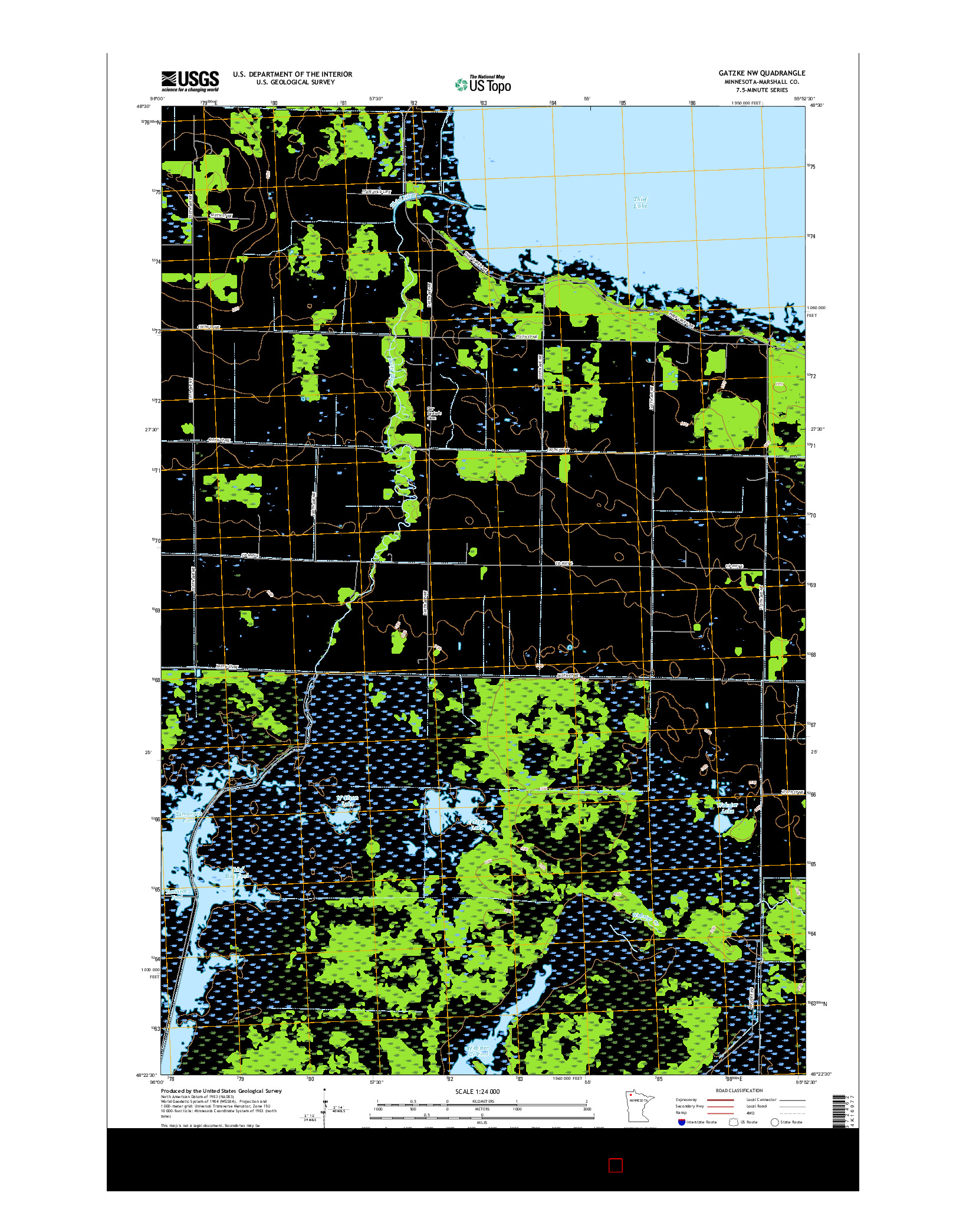 USGS US TOPO 7.5-MINUTE MAP FOR GATZKE NW, MN 2016