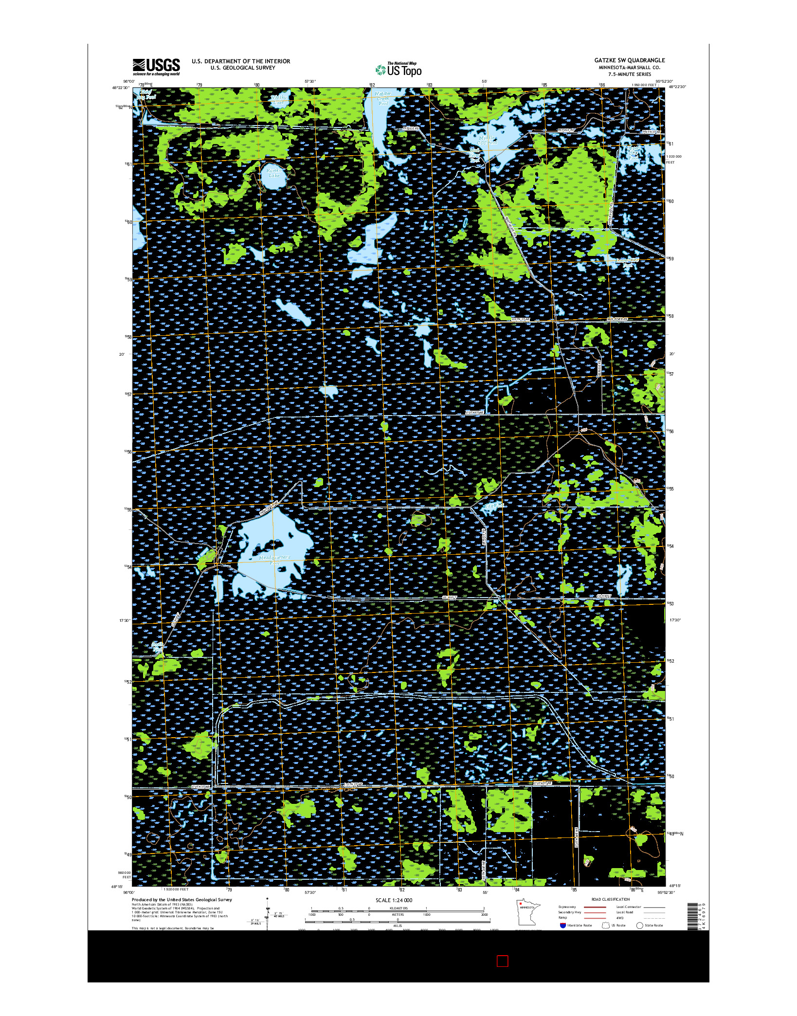 USGS US TOPO 7.5-MINUTE MAP FOR GATZKE SW, MN 2016