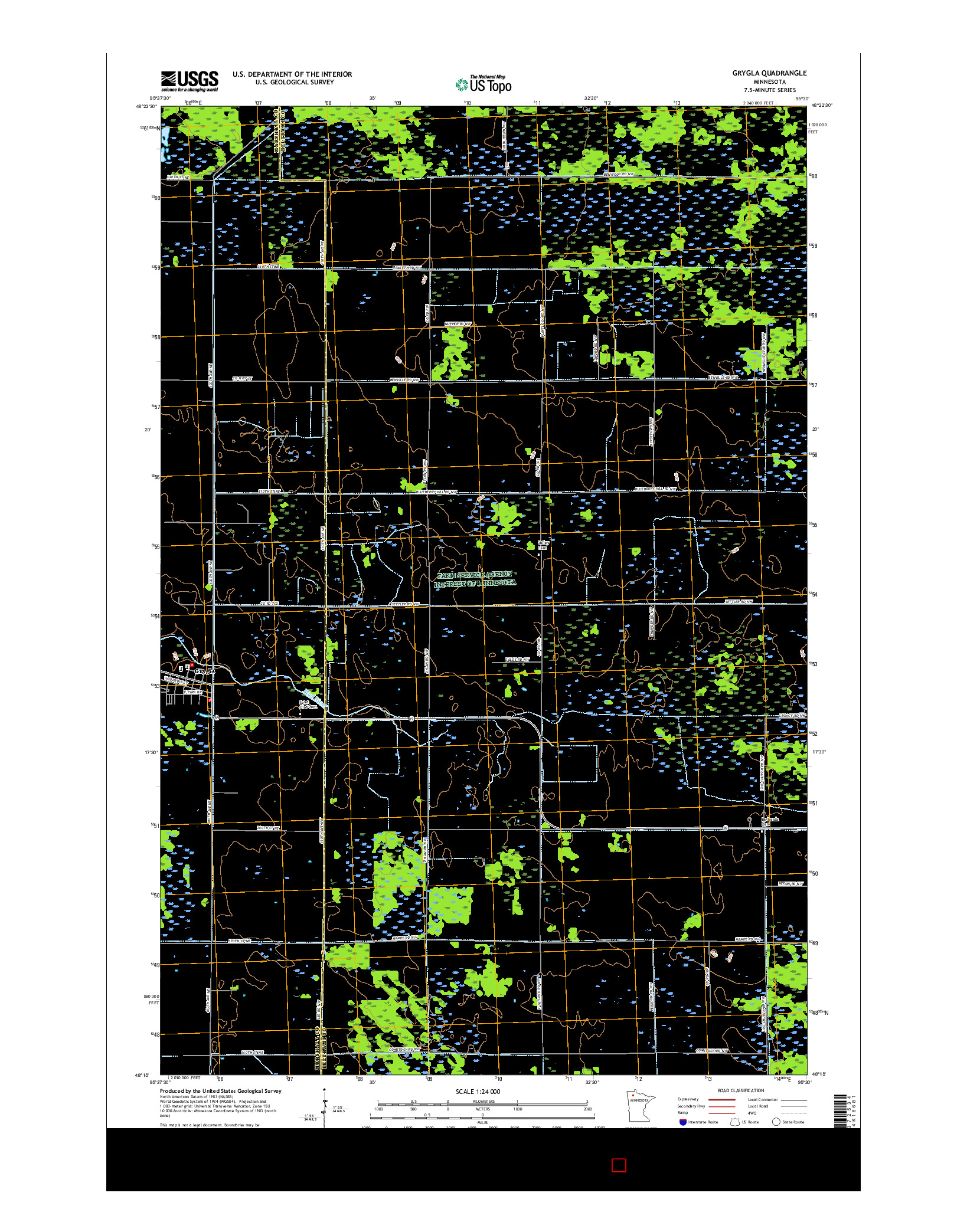 USGS US TOPO 7.5-MINUTE MAP FOR GRYGLA, MN 2016