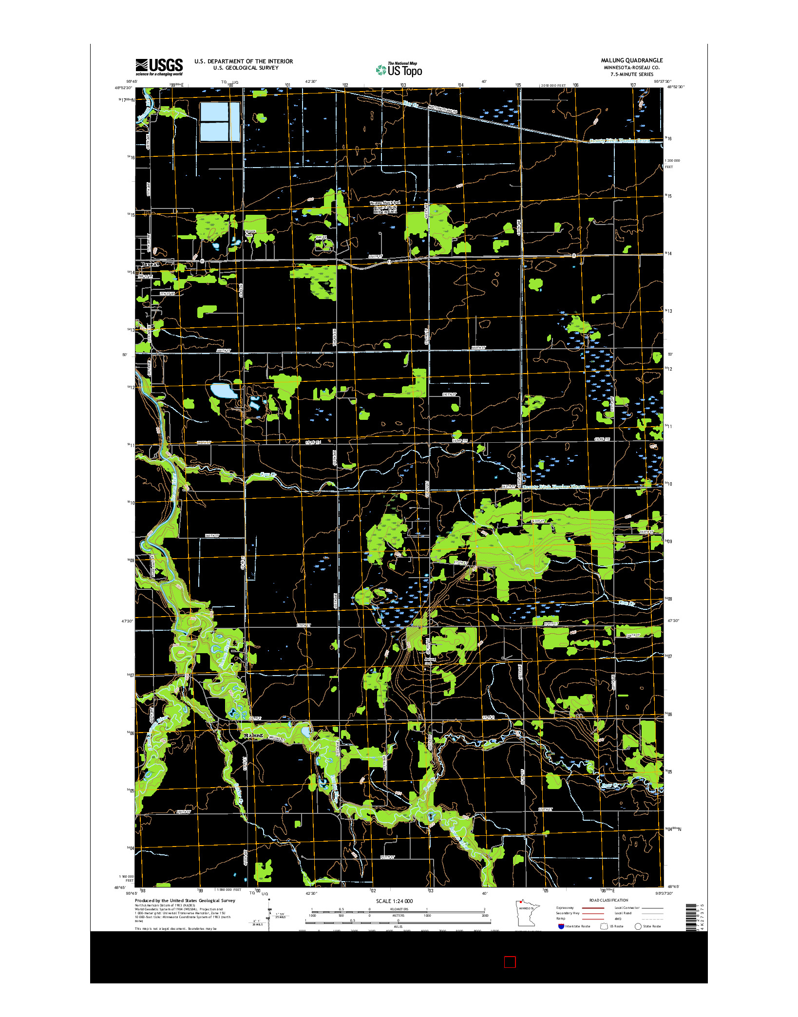 USGS US TOPO 7.5-MINUTE MAP FOR MALUNG, MN 2016