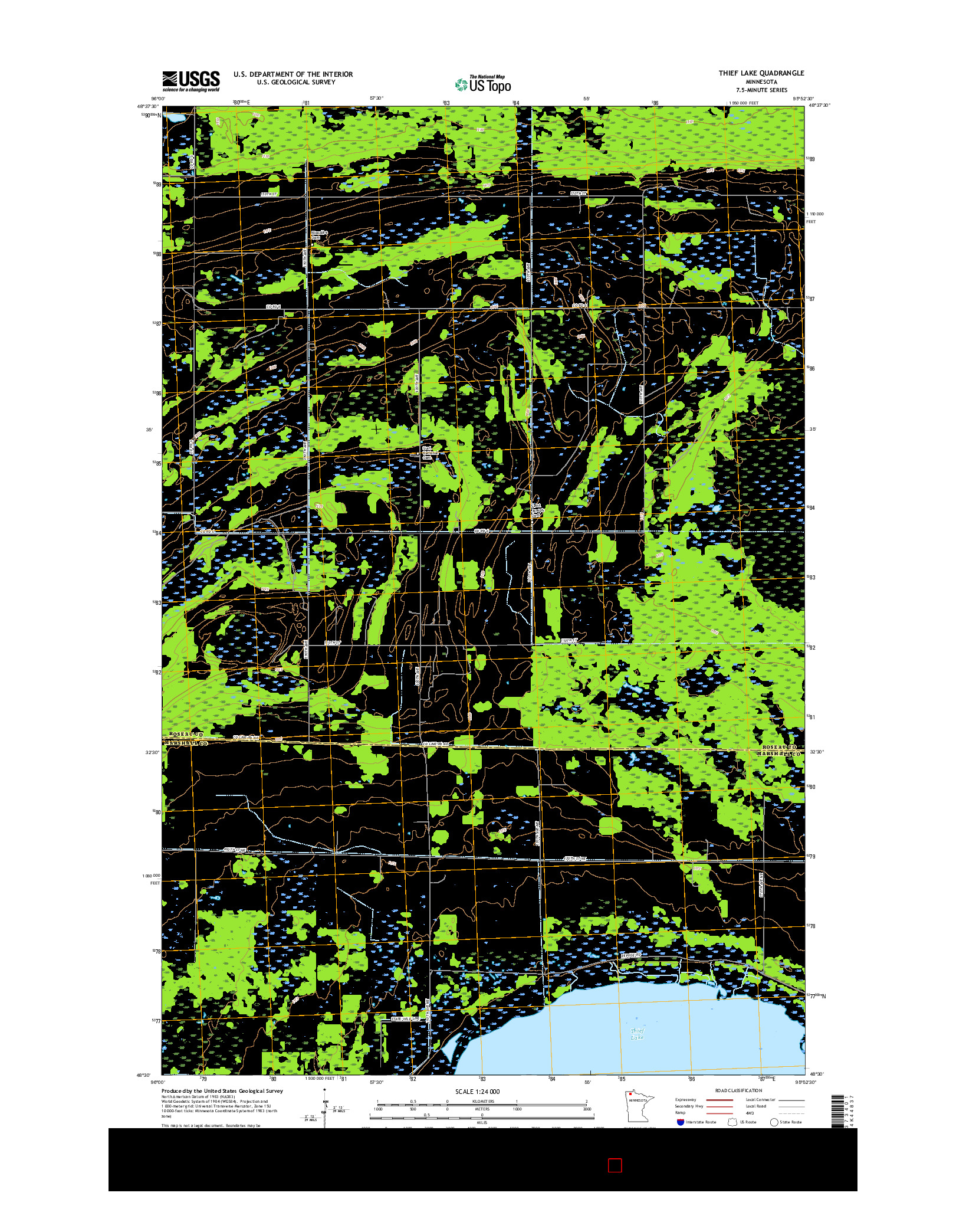 USGS US TOPO 7.5-MINUTE MAP FOR THIEF LAKE, MN 2016