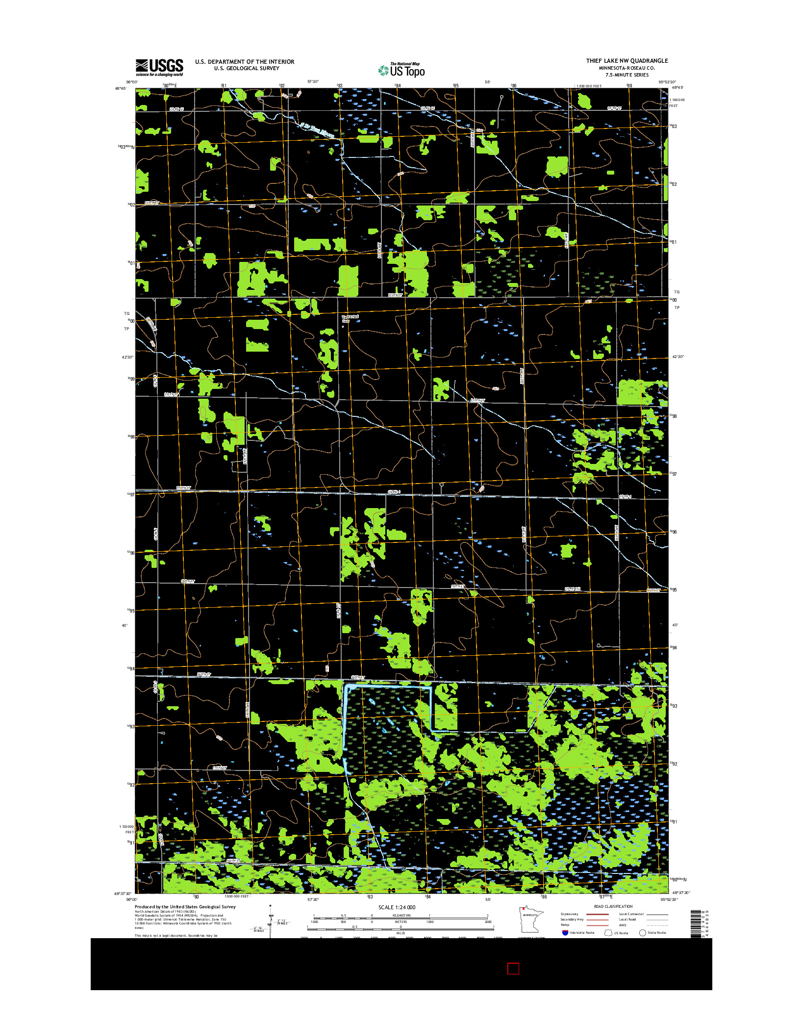 USGS US TOPO 7.5-MINUTE MAP FOR THIEF LAKE NW, MN 2016