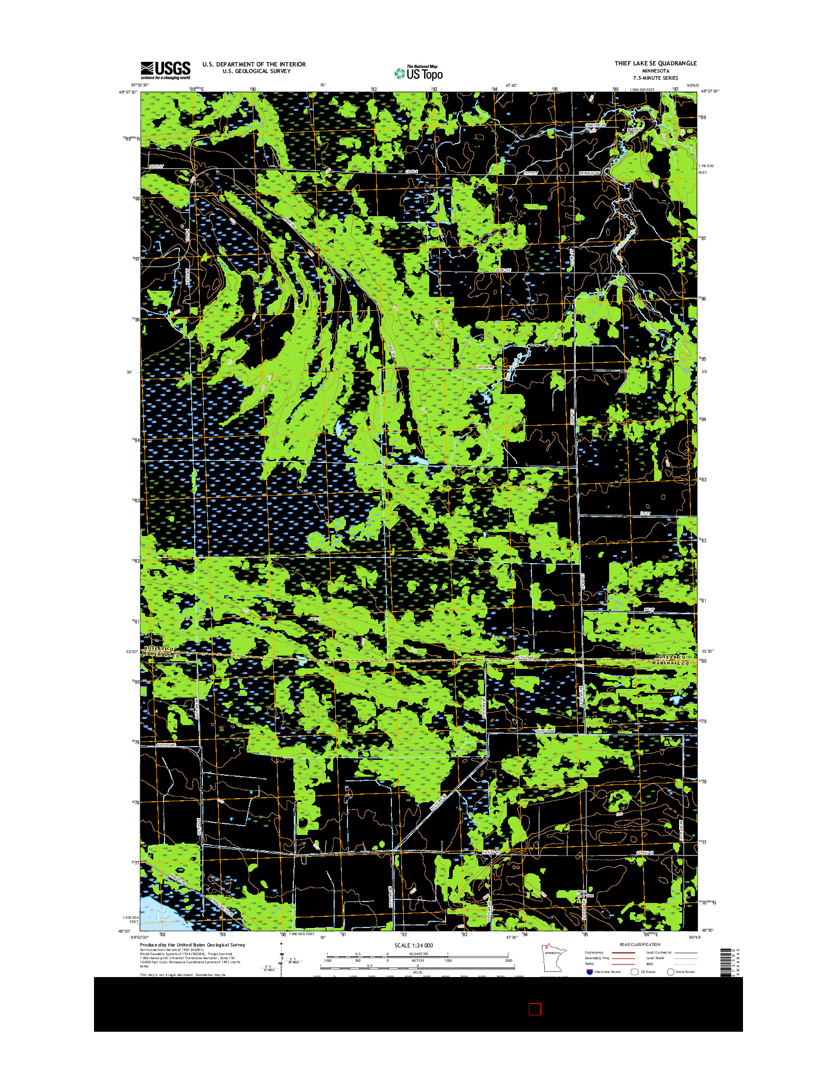 USGS US TOPO 7.5-MINUTE MAP FOR THIEF LAKE SE, MN 2016