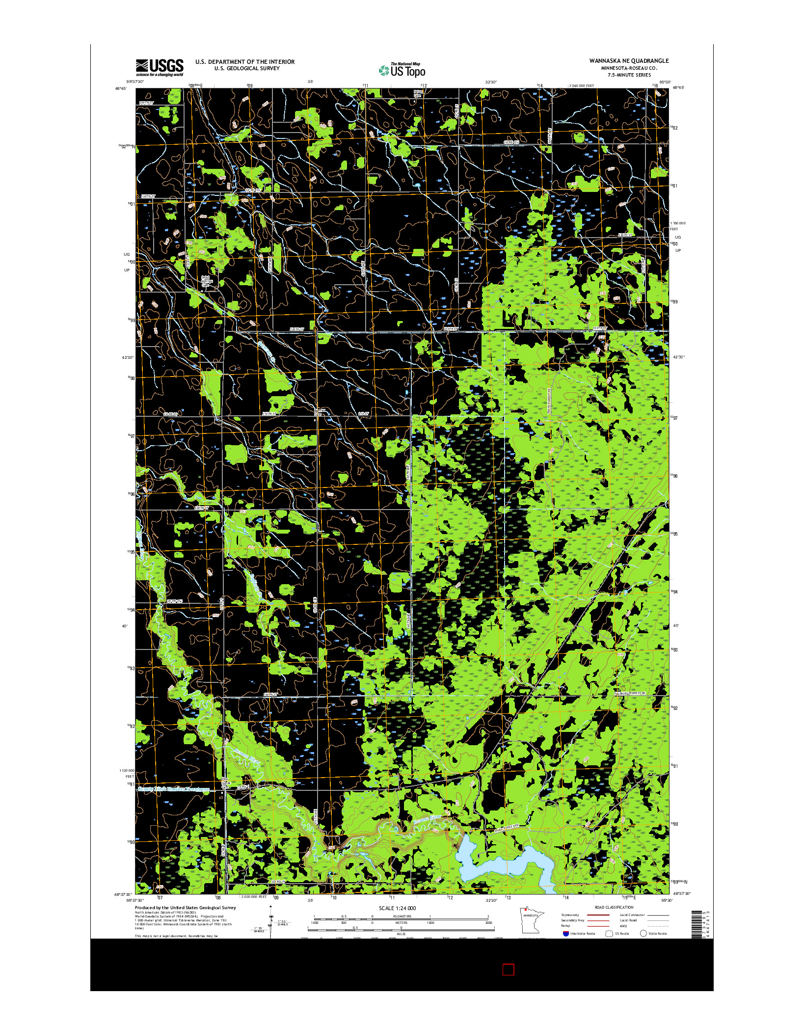 USGS US TOPO 7.5-MINUTE MAP FOR WANNASKA NE, MN 2016