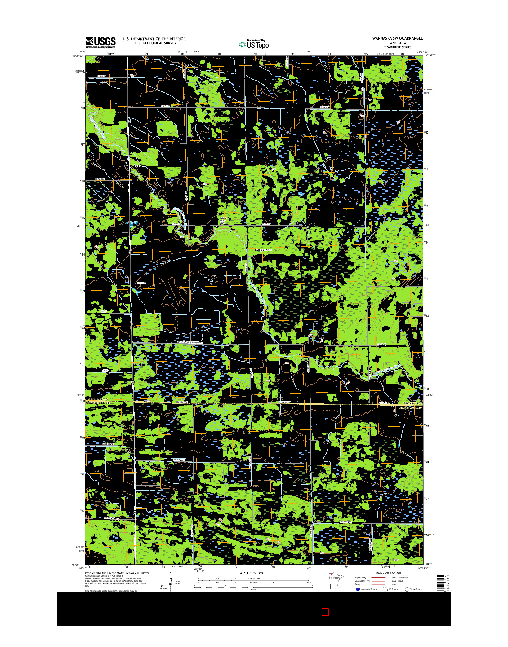 USGS US TOPO 7.5-MINUTE MAP FOR WANNASKA SW, MN 2016